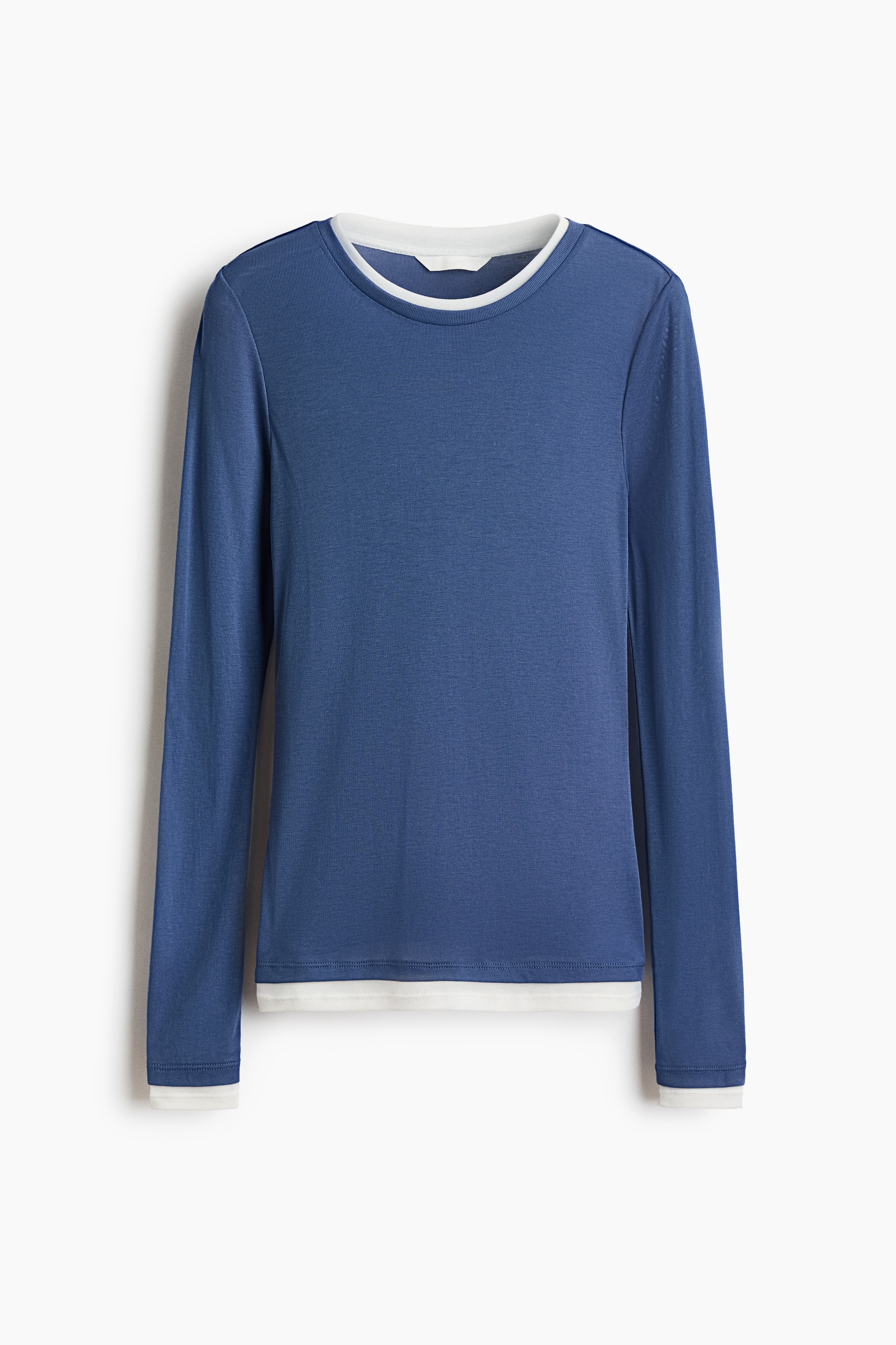 Layered-look top - Dark dusty blue/Black/Dark purple/Grey marl