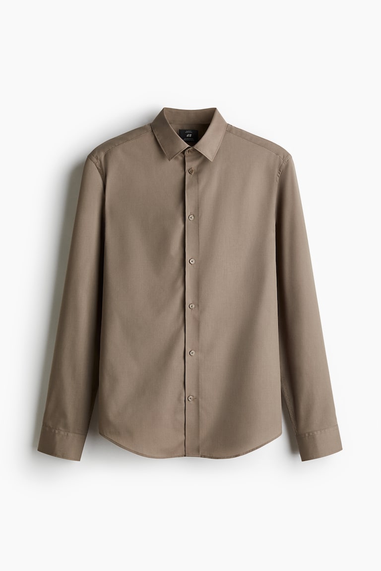 Men's Black Slim Fit Easy-iron Shirt | H&M US