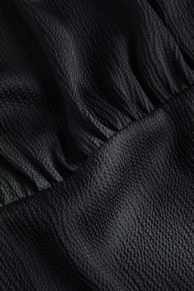 Robe chemise portefeuille en crêpe de satin - Noir - 2