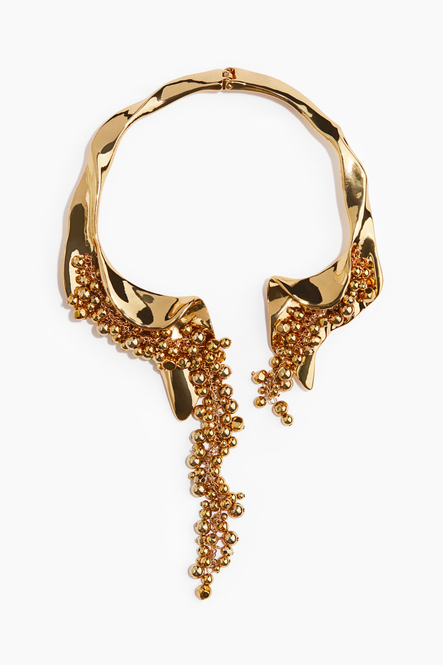 Hinged Bead-Detail Necklace - Gold-colored