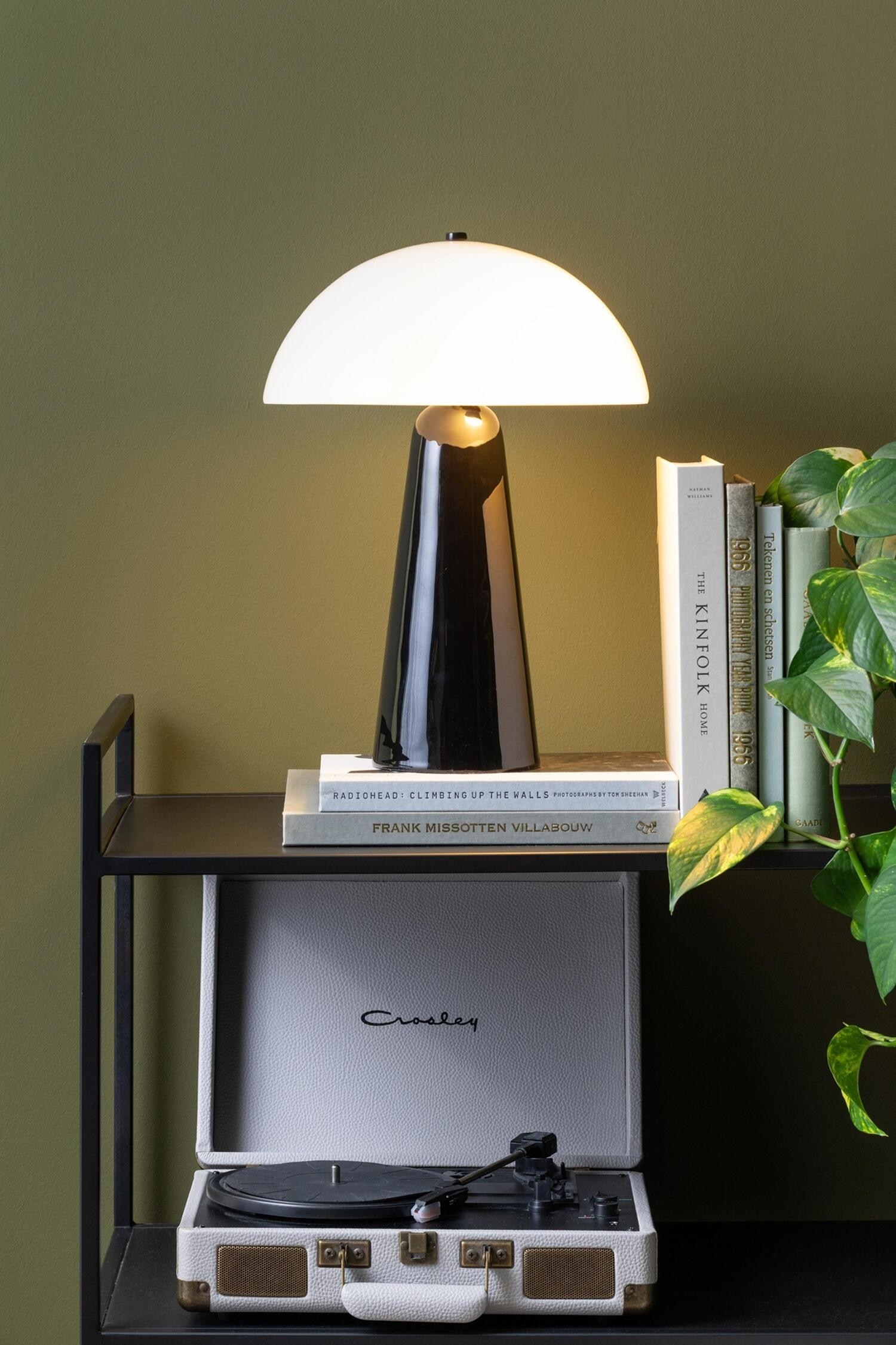 Vidrio Centro Tischlampe - Schwarz/Warmes Grau/Weiß/Dschungel Grün