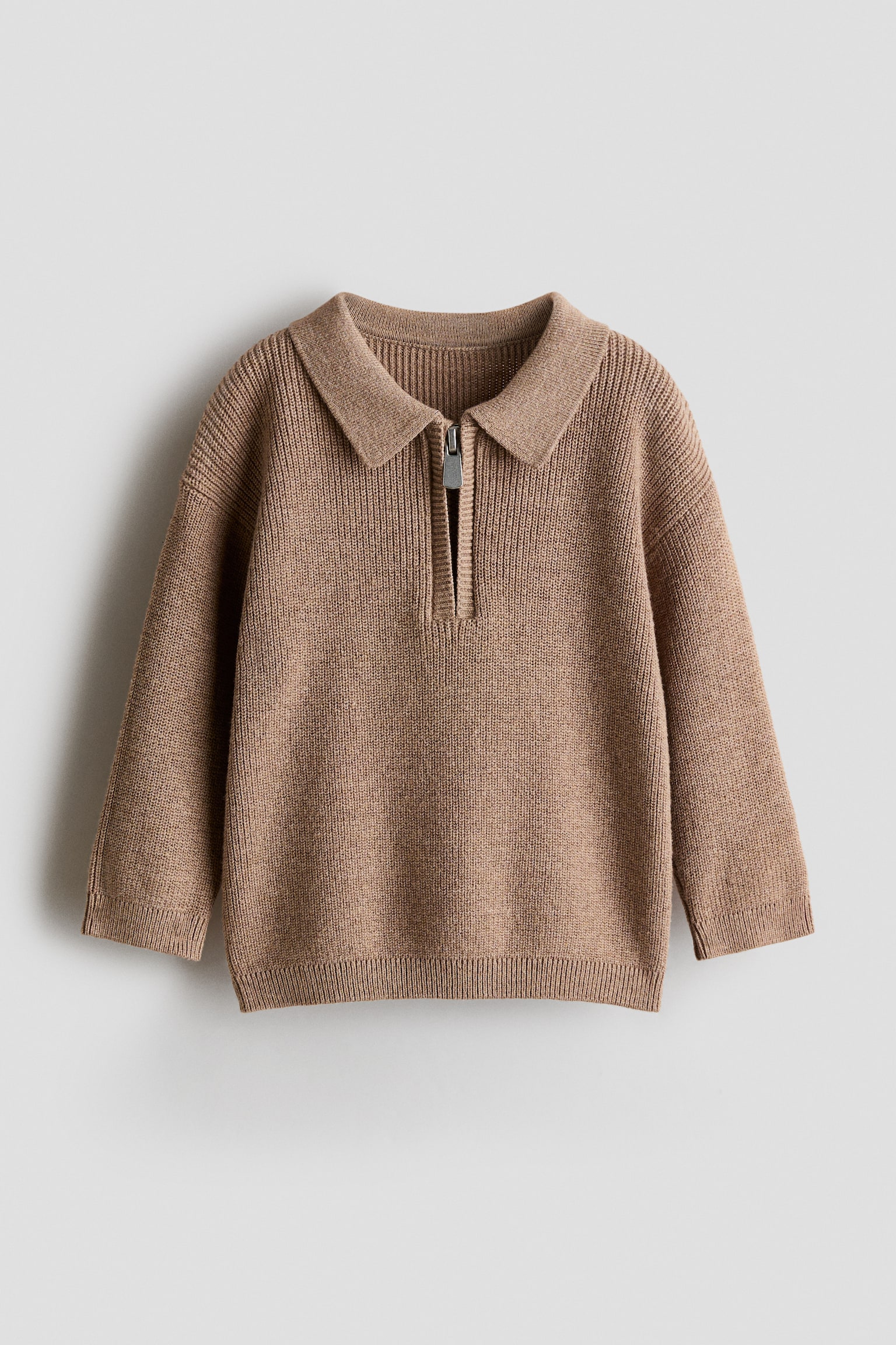 Cotton-knit polo jumper - Dark beige/Dark red/Navy blue/White striped