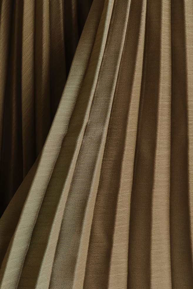 Sheer Pleated Skirt - Khaki green - 6