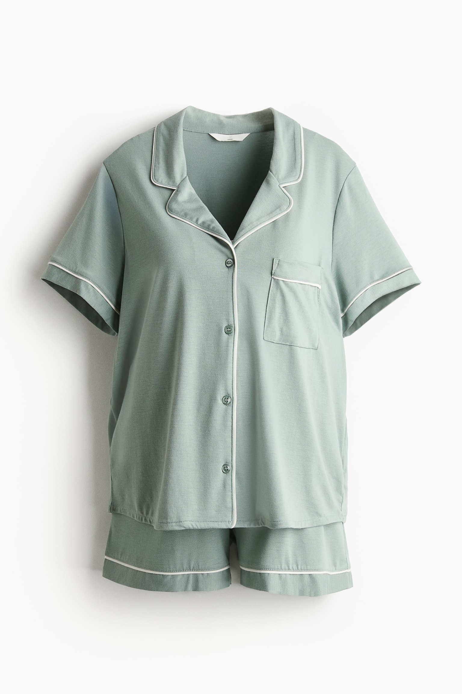 MAMA Piping Detail Pyjama Set - Dusty green/Navy blue/Light dusty pink - 2