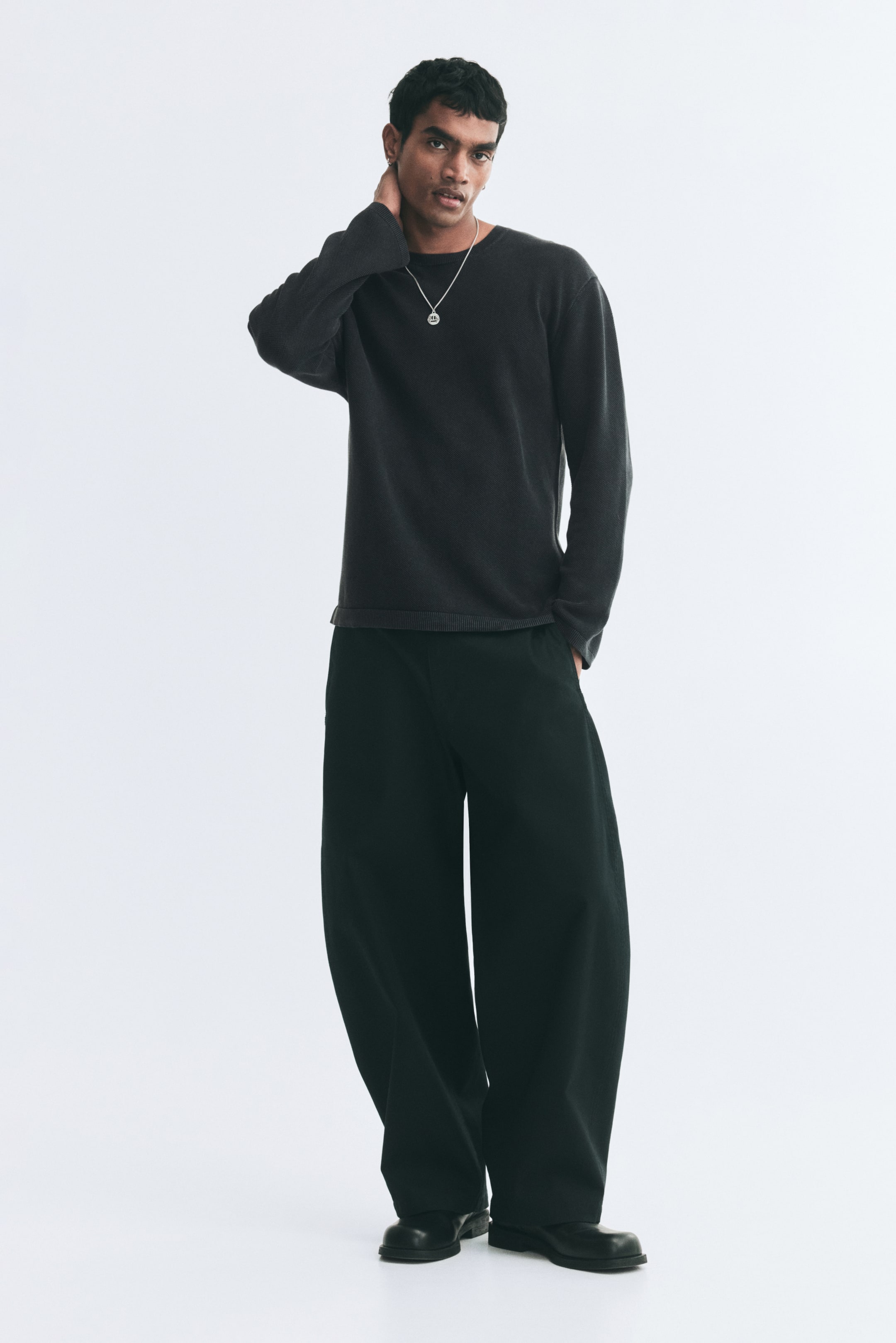 View larger image: Relaxed Fit Textured-knit jumper - Black - Men | H&M IN 1