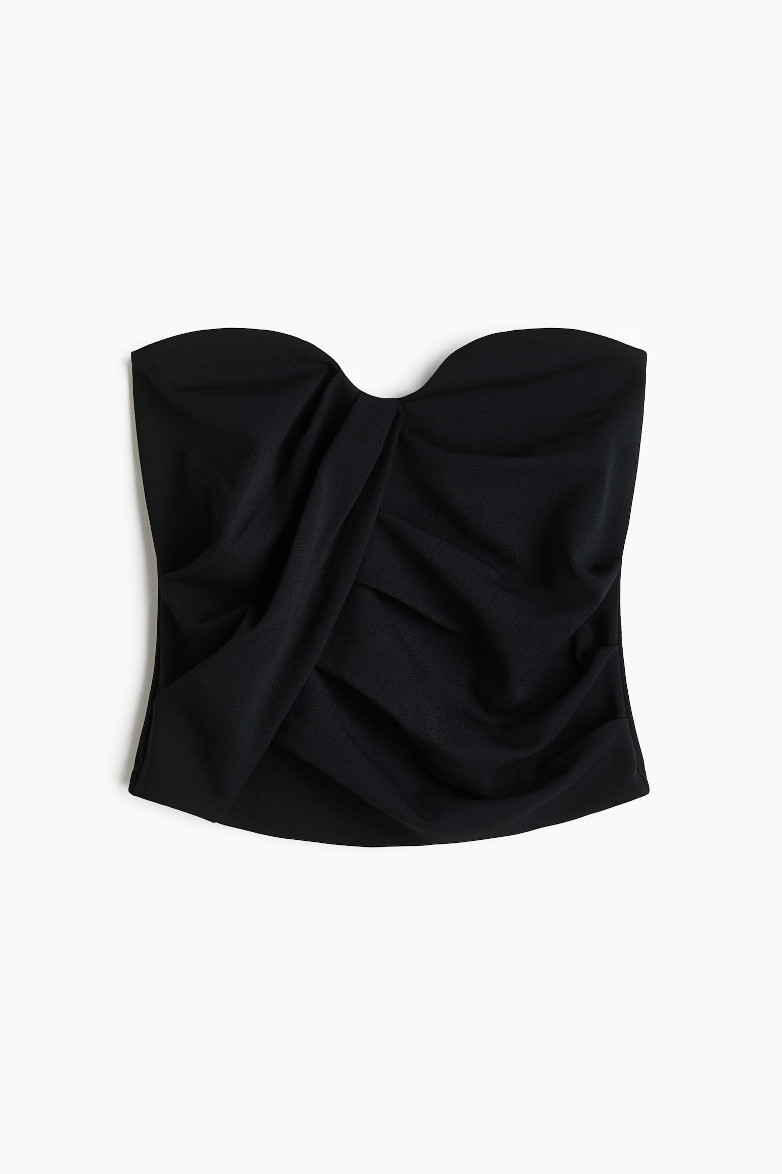 Draped interlock bandeau top - Black - 2