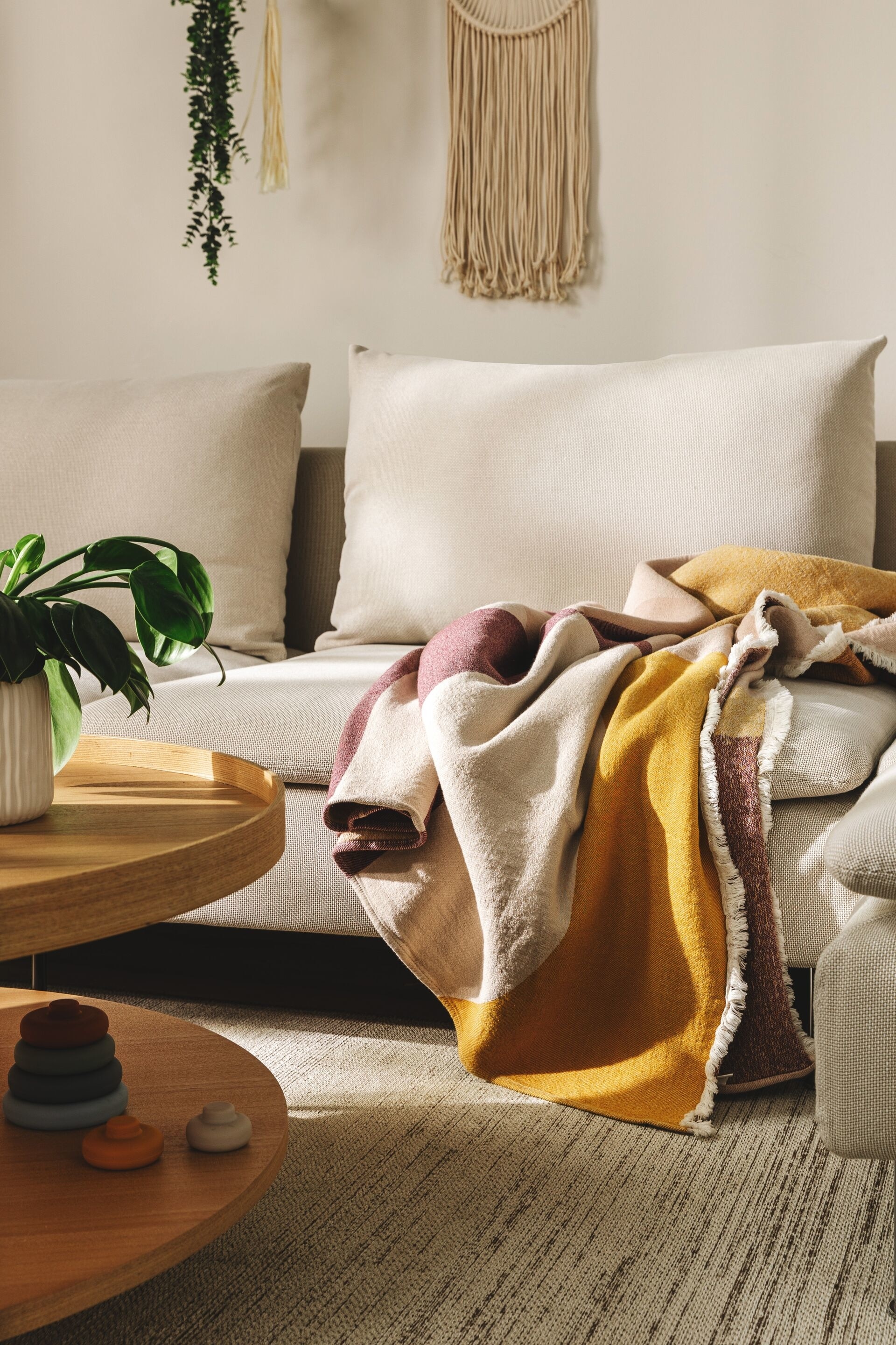 Plaid I Bomuld Leoni - Flerfarvet