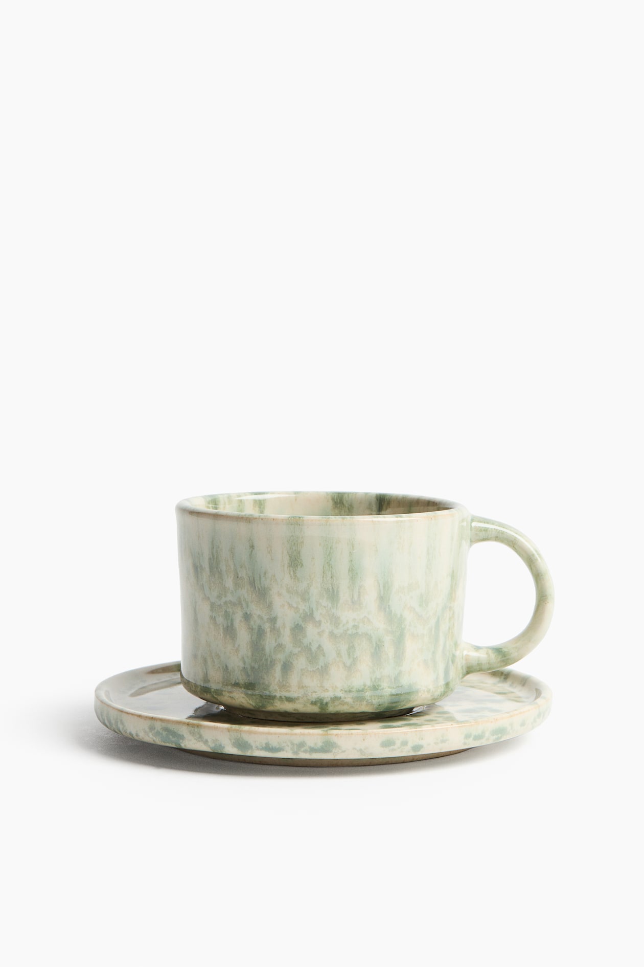 Green Reactive-glaze mug and saucer at H&M Home | H&M IN