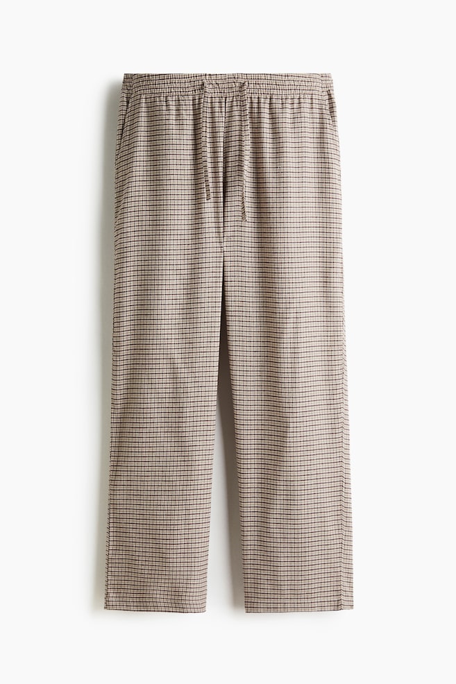Φανελένιο παντελόνι Relaxed Fit - Μπεζ/καρό/Σκούρο μπλε/καρό/Καφέ/καρό/Κόκκινο/καρό - 1