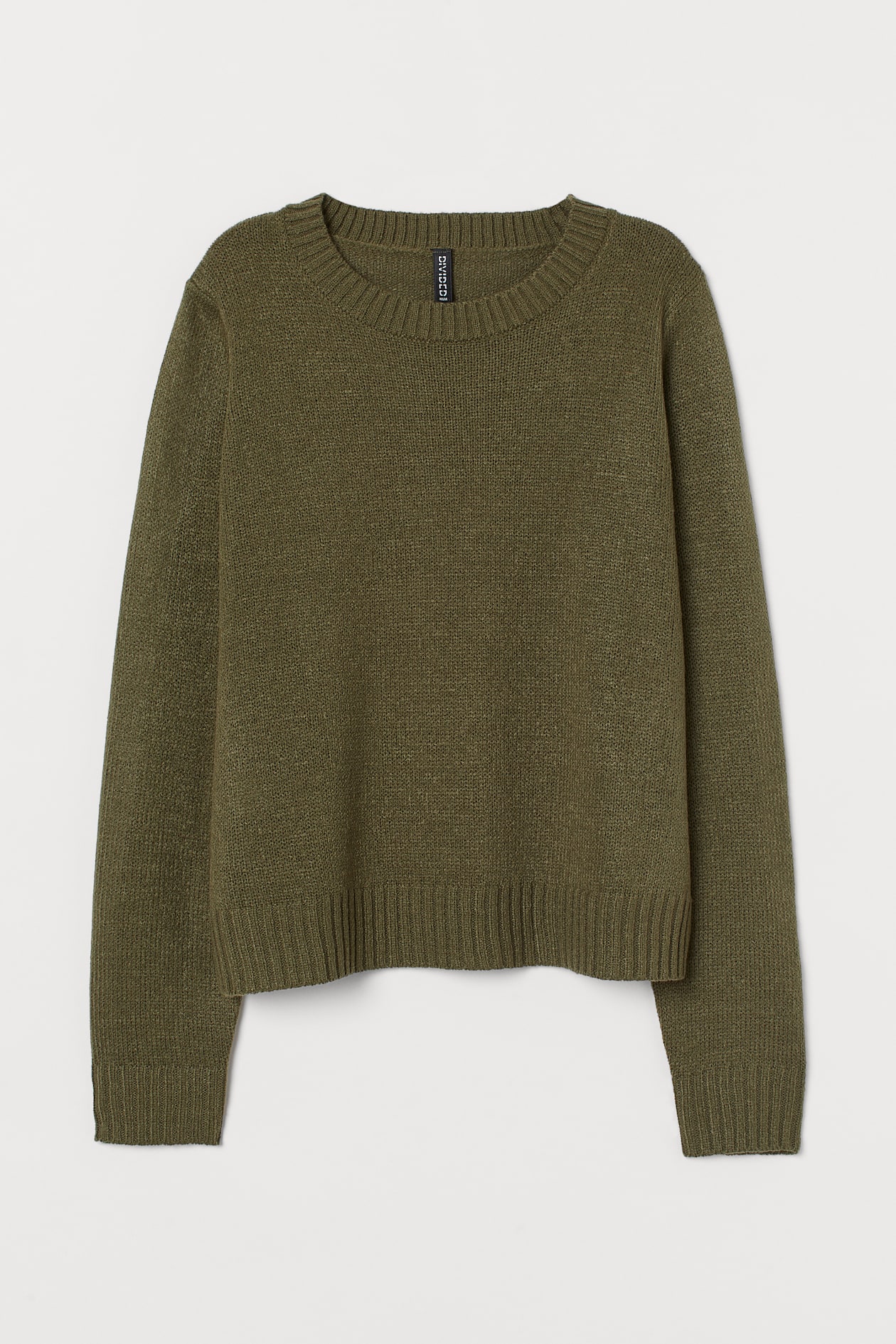 Knit Sweater - Round Neck - Long sleeve - Moss green - Ladies | H&M US