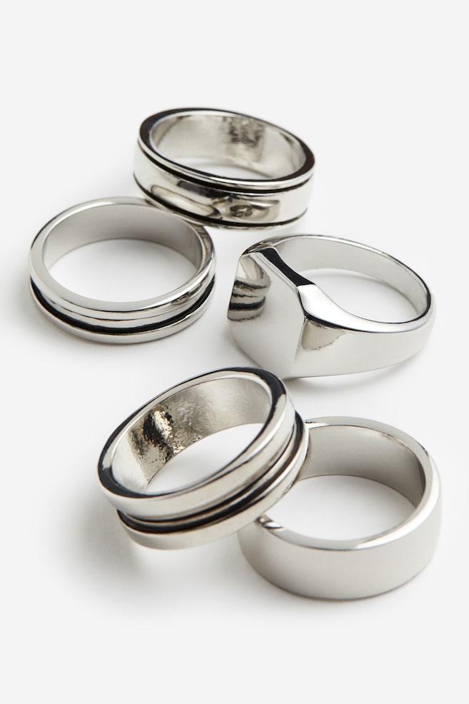 5-pack rings - Silver-coloured - 2