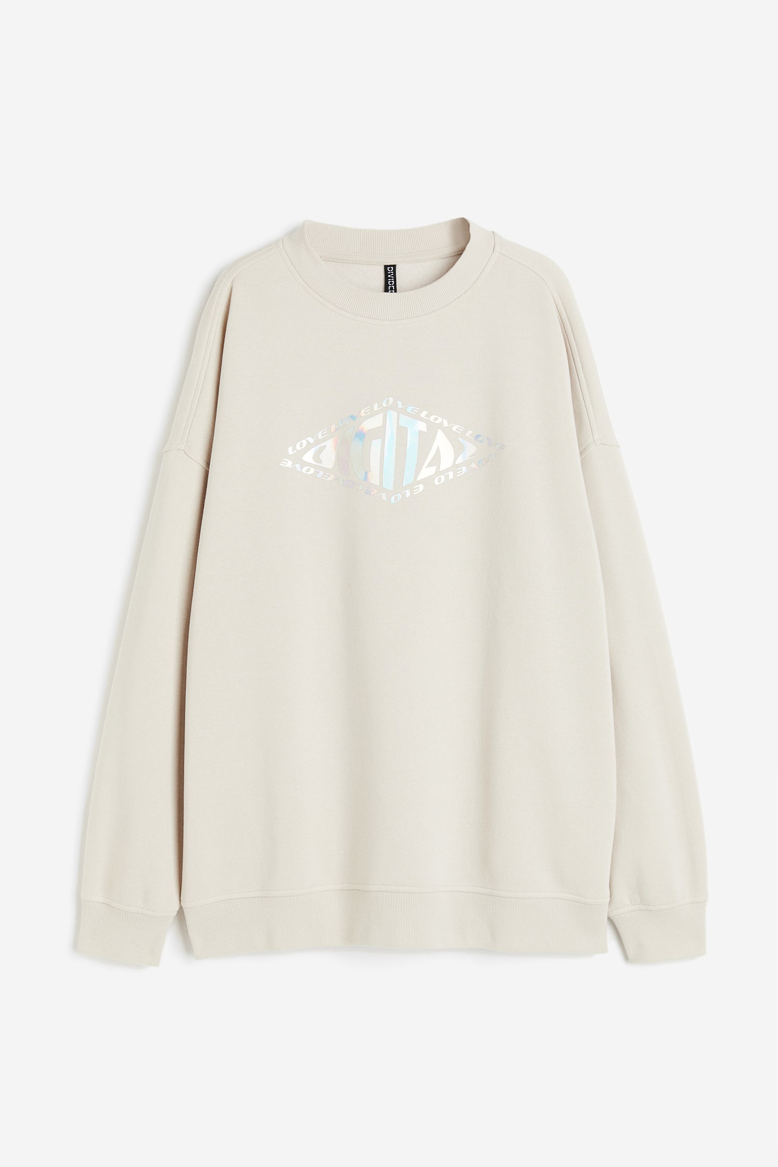 Oversized motif-detail sweatshirt - Light beige/Digital - 1