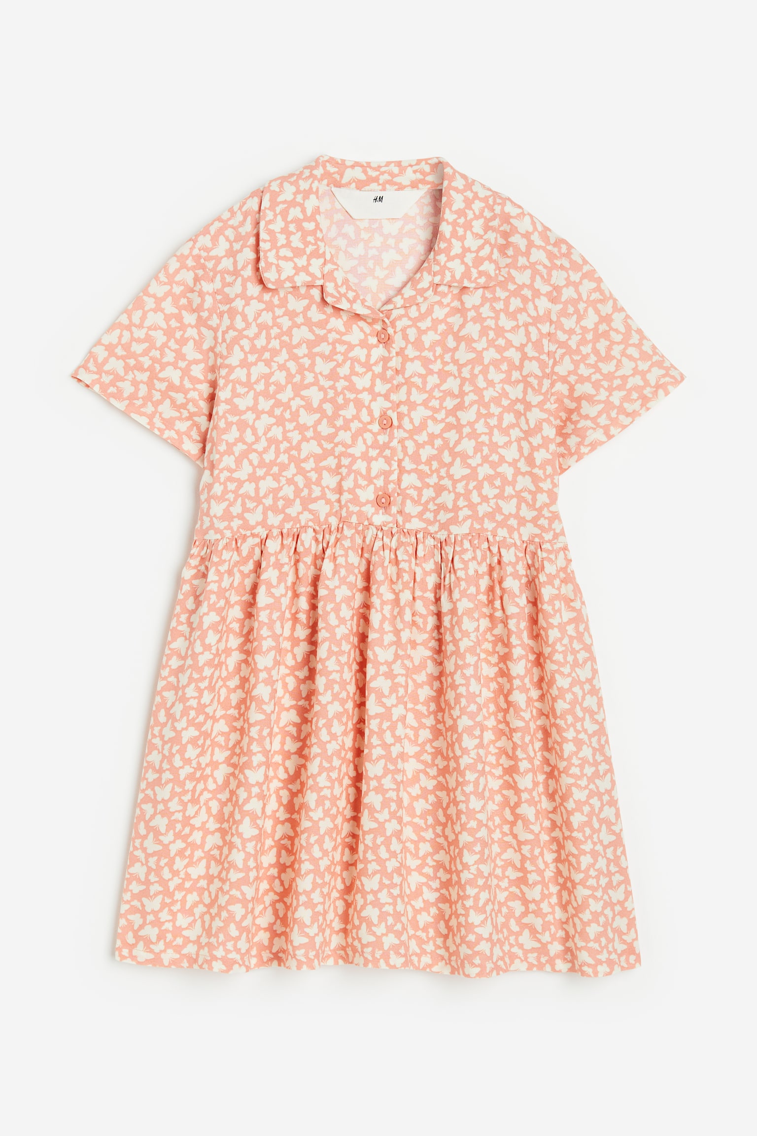 Shirt Dress - Coral/Butterflies - 1