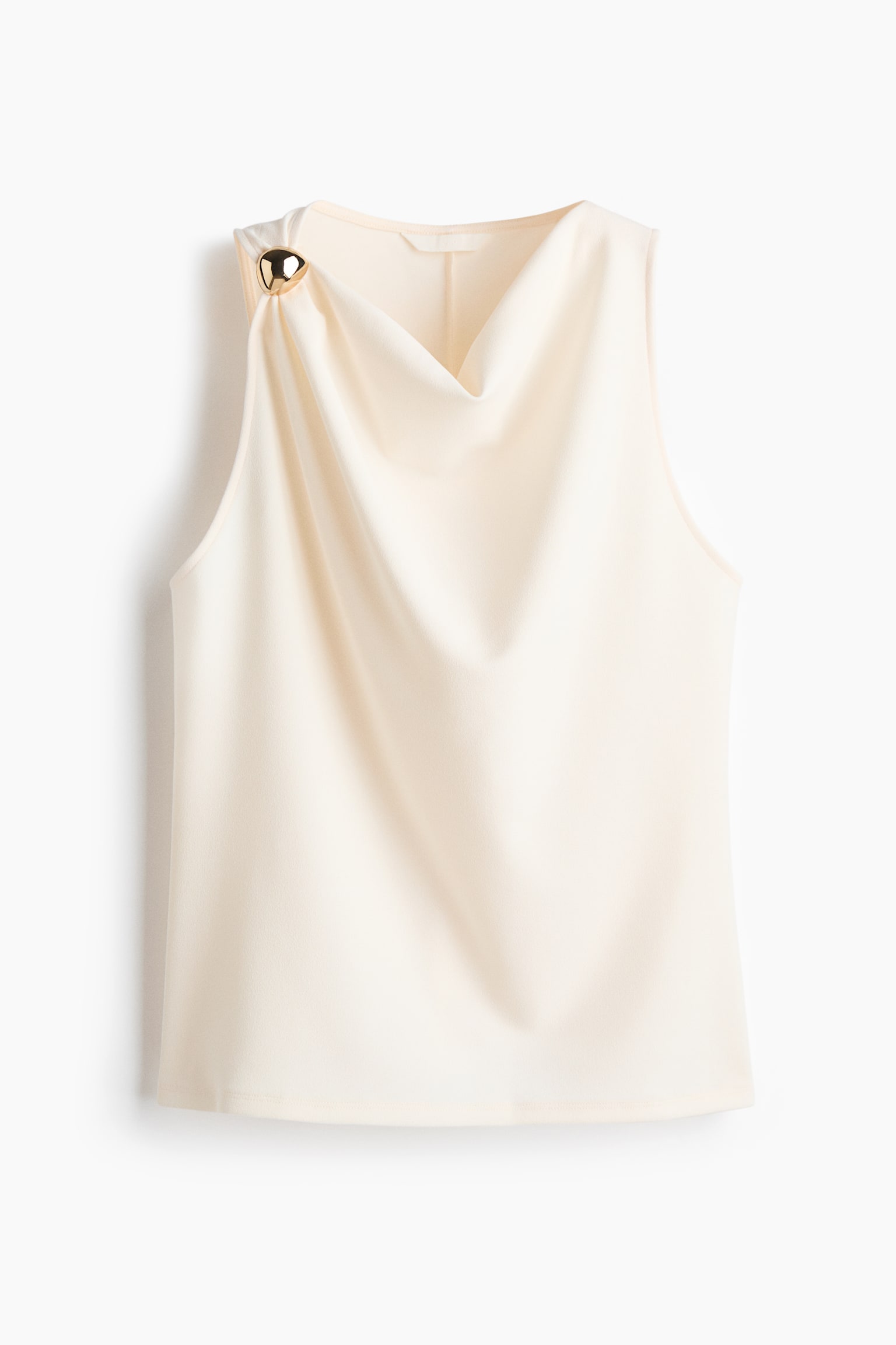 Cowl-Neck Sleeveless Top - Cream/Black
