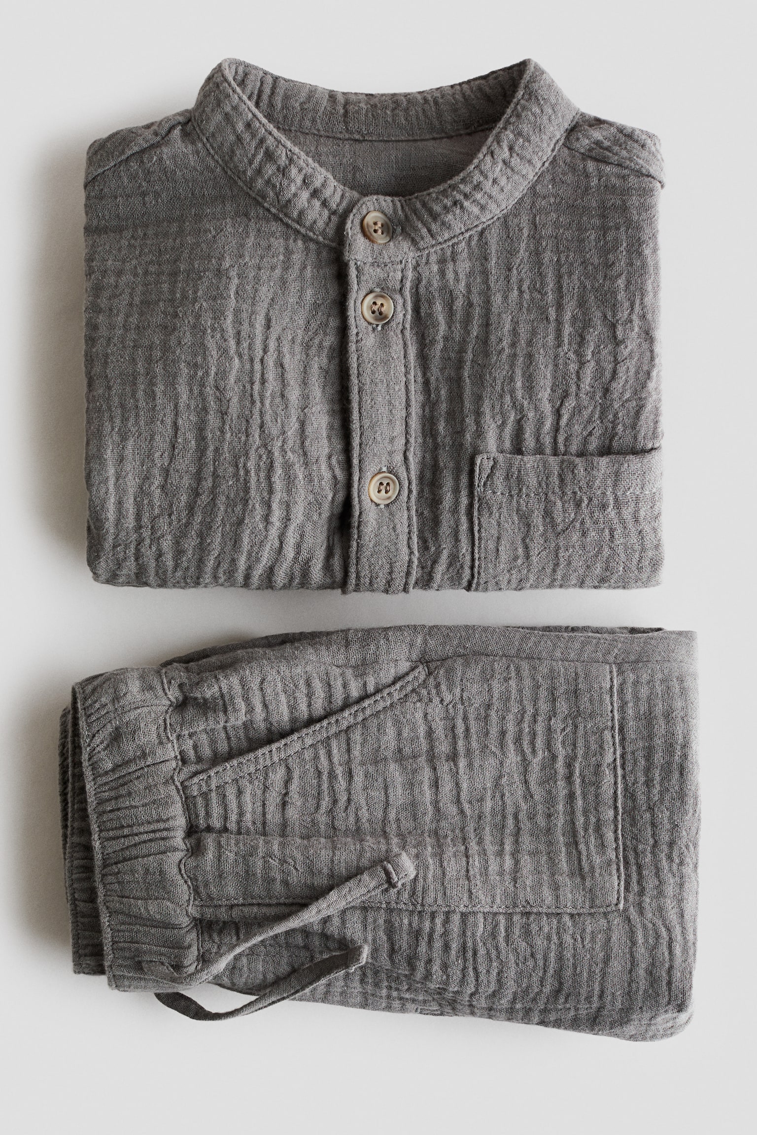 2-piece cotton muslin set - Grey/Light blue/Khaki green - 3