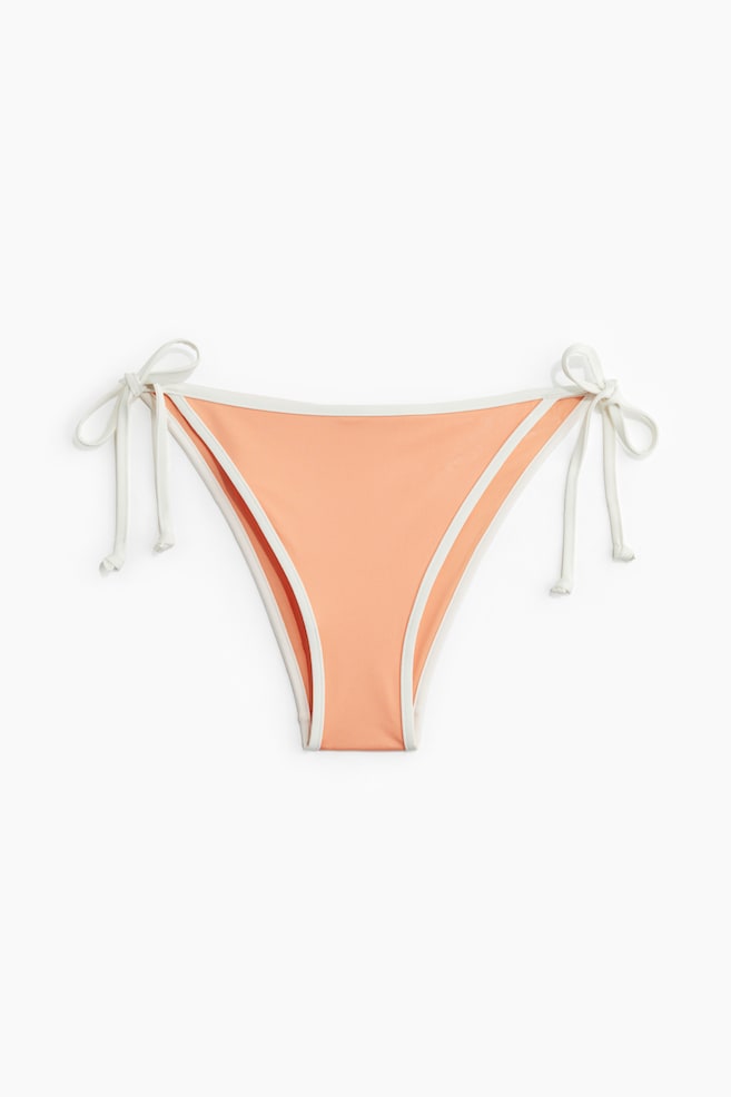 Tie Bikini Bottoms - Apricot/white/Lime green/Dark green/Dark brown/white/White/dark red patterned/Light dusty green - 1