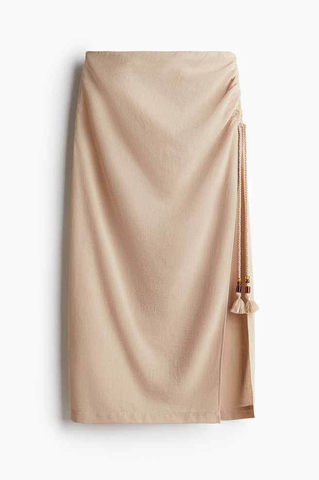 Drawstring-detail skirt - Beige - 1