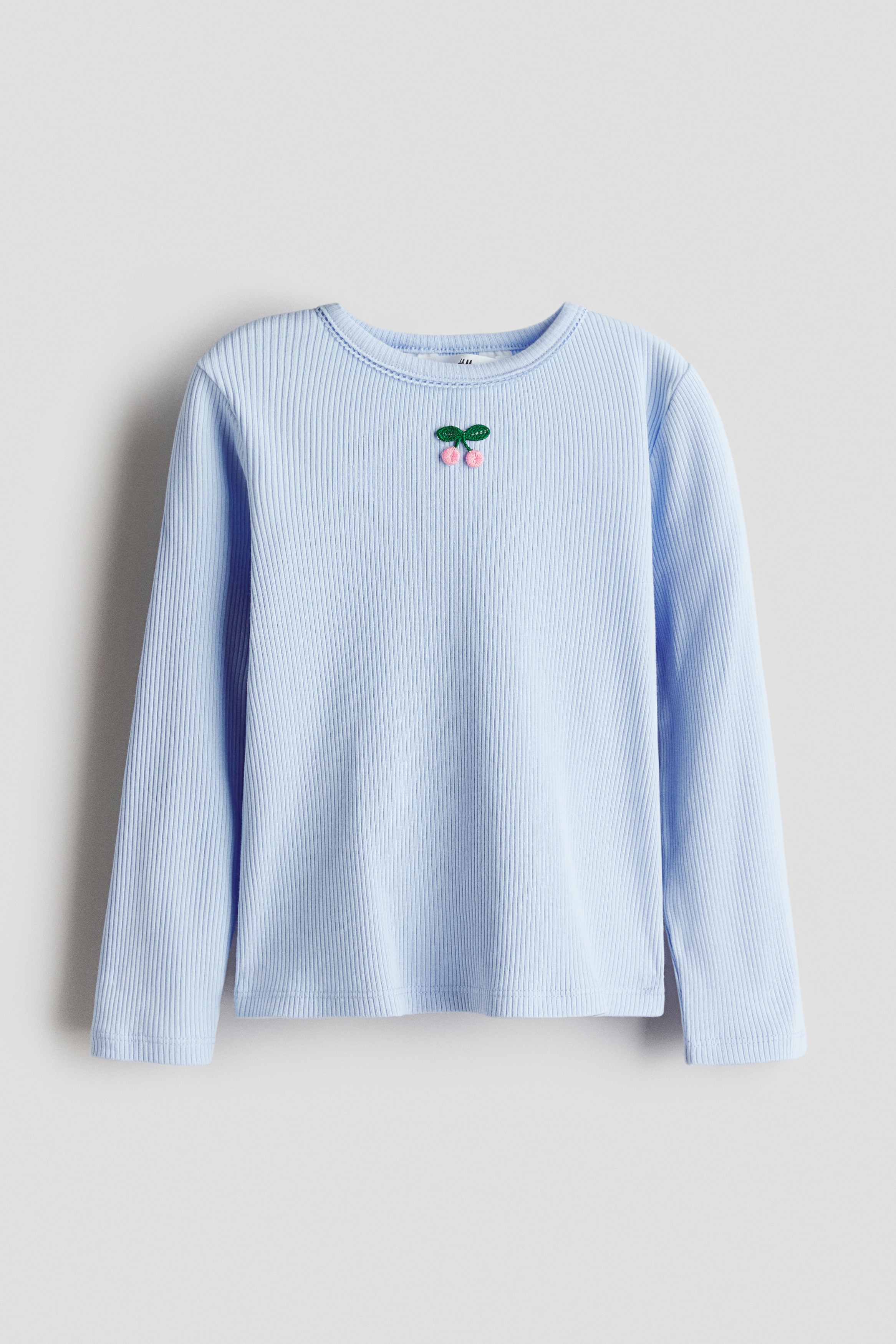 Bluză reiată de bumbac - Albastru-deschis/cireșe/Roz/cireșe/Bej-deschis/buline/Crem/flori/Alb/dungi bleumarin