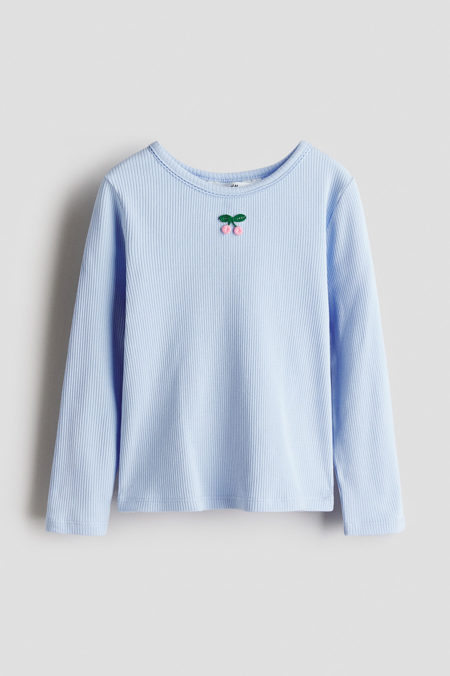 Top acanalado de algodón - Azul claro/Cerezas/Rosa/Cerezas/Crema/Floreado/Blanco/Rayas azul marino