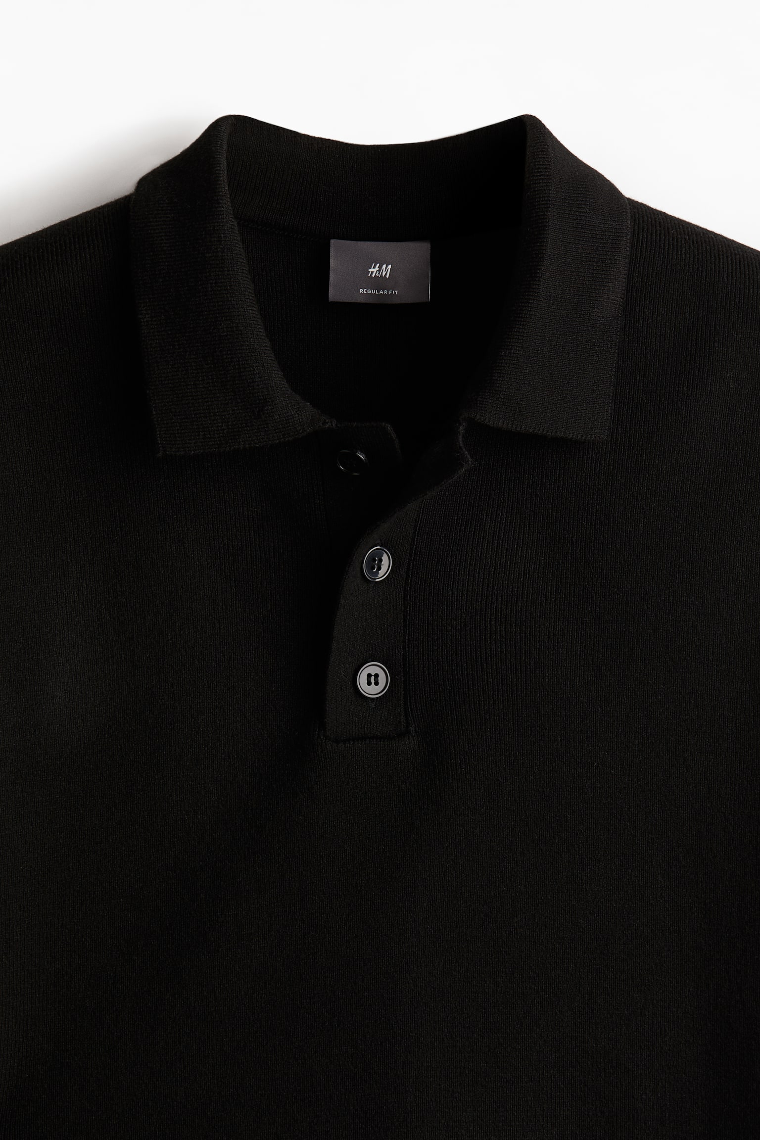 Regular Fit Fine-knit polo shirt - Black/White - 6