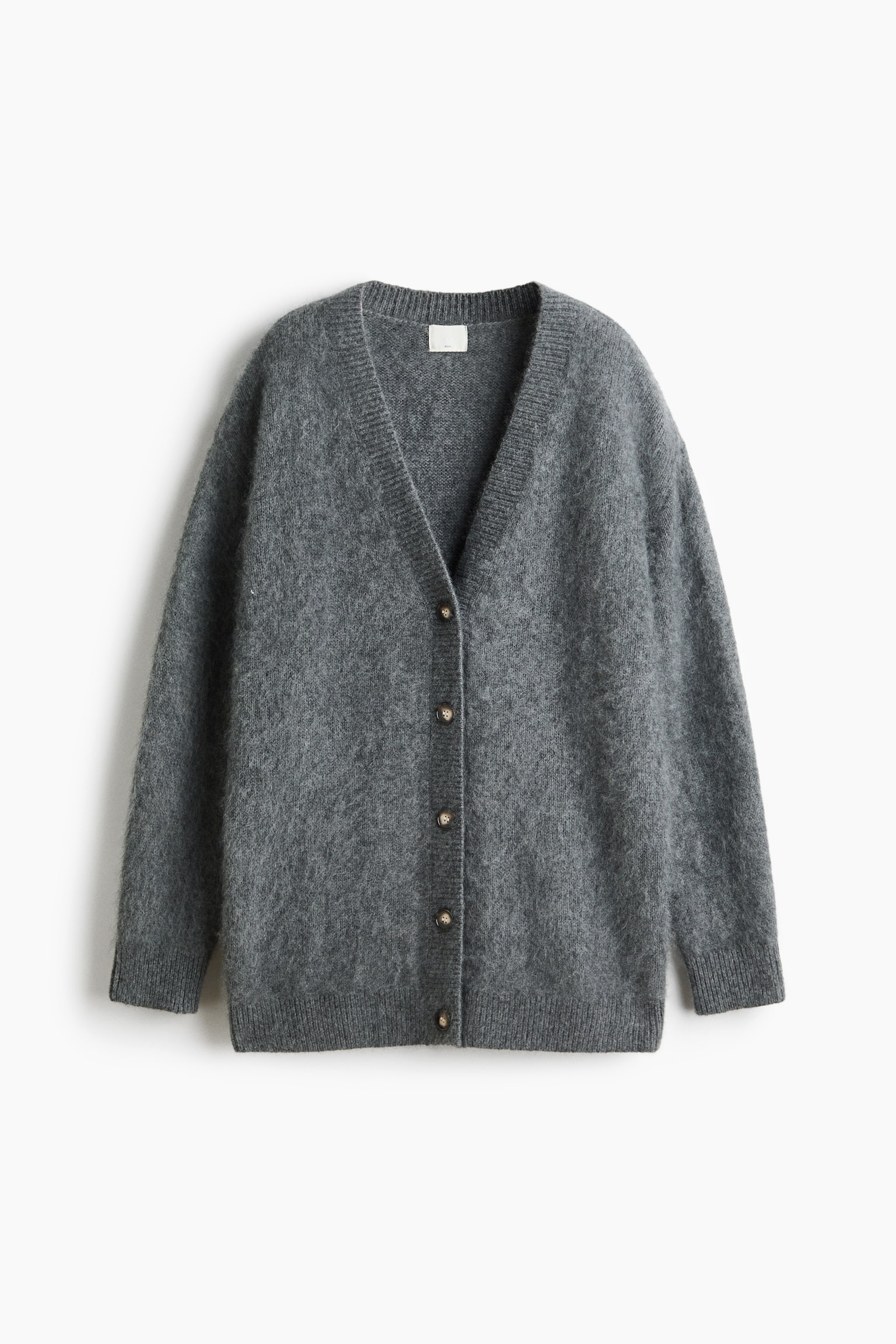 Oversized Wool Cardigan - Gray melange - 1