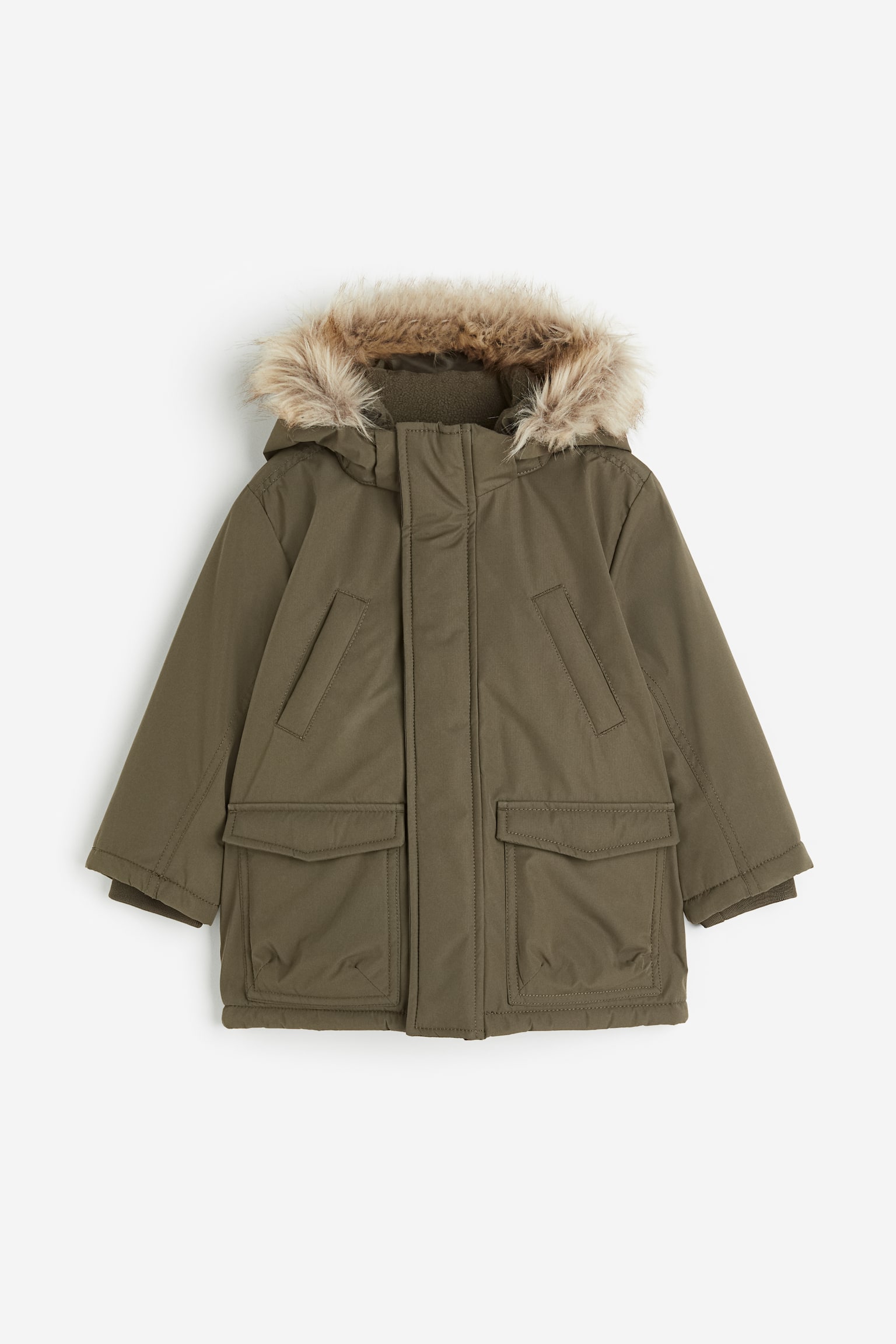 Water Repellent Parka - Dark khaki green/Navy blue/Light brown - 1