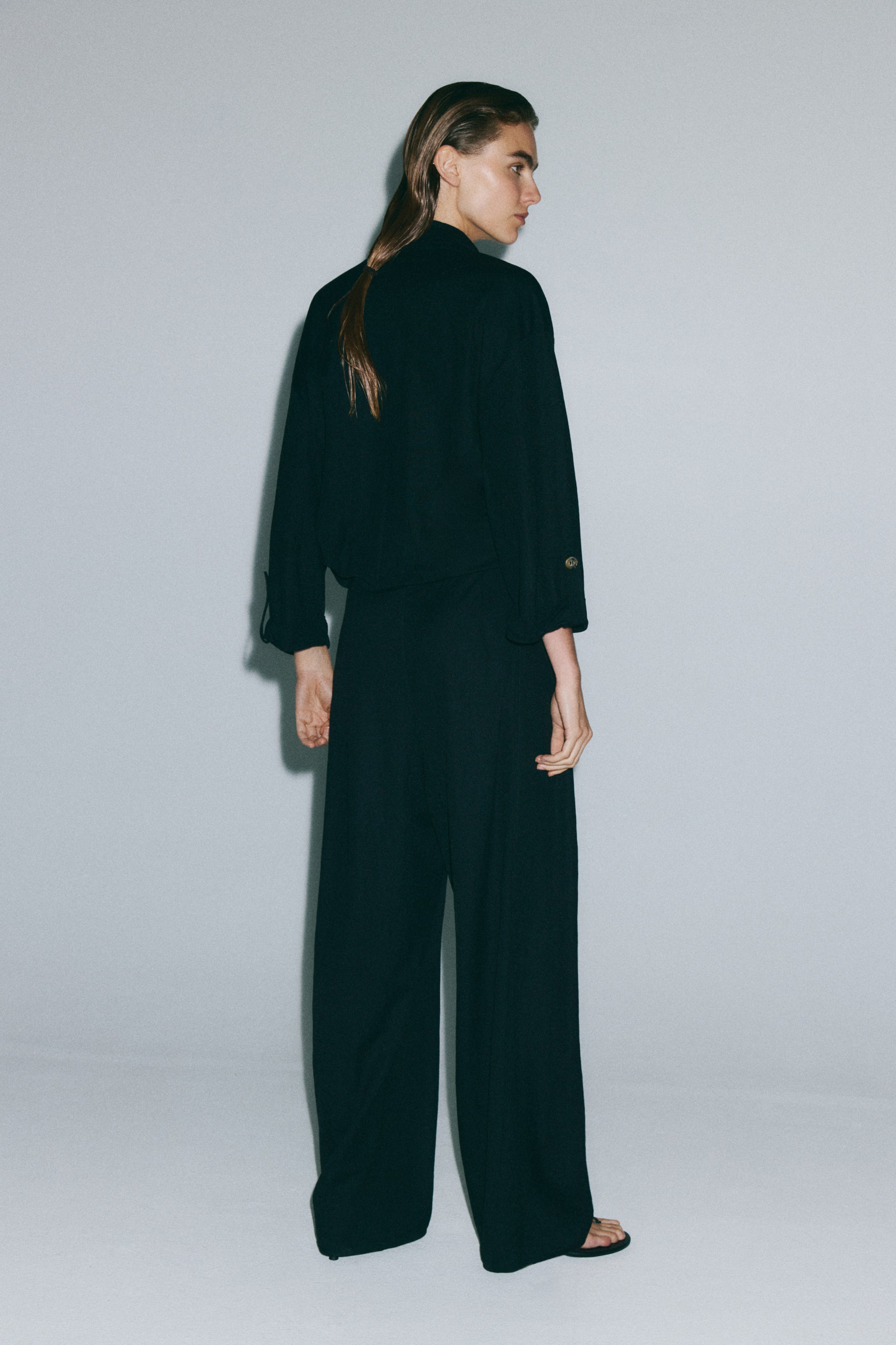 Viscose-Blend Barrel-Leg Pants