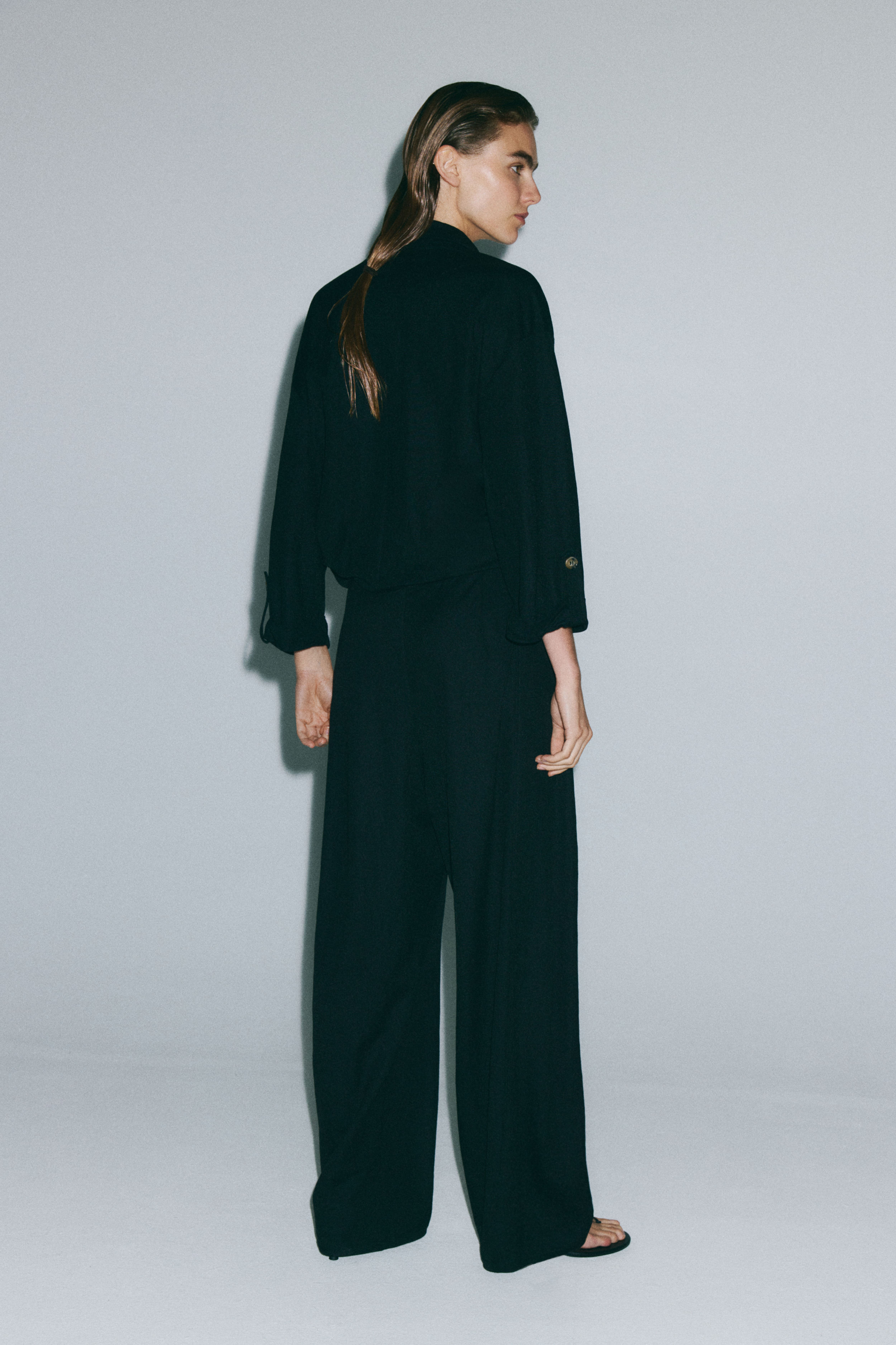Viscose-Blend Barrel-Leg Pants