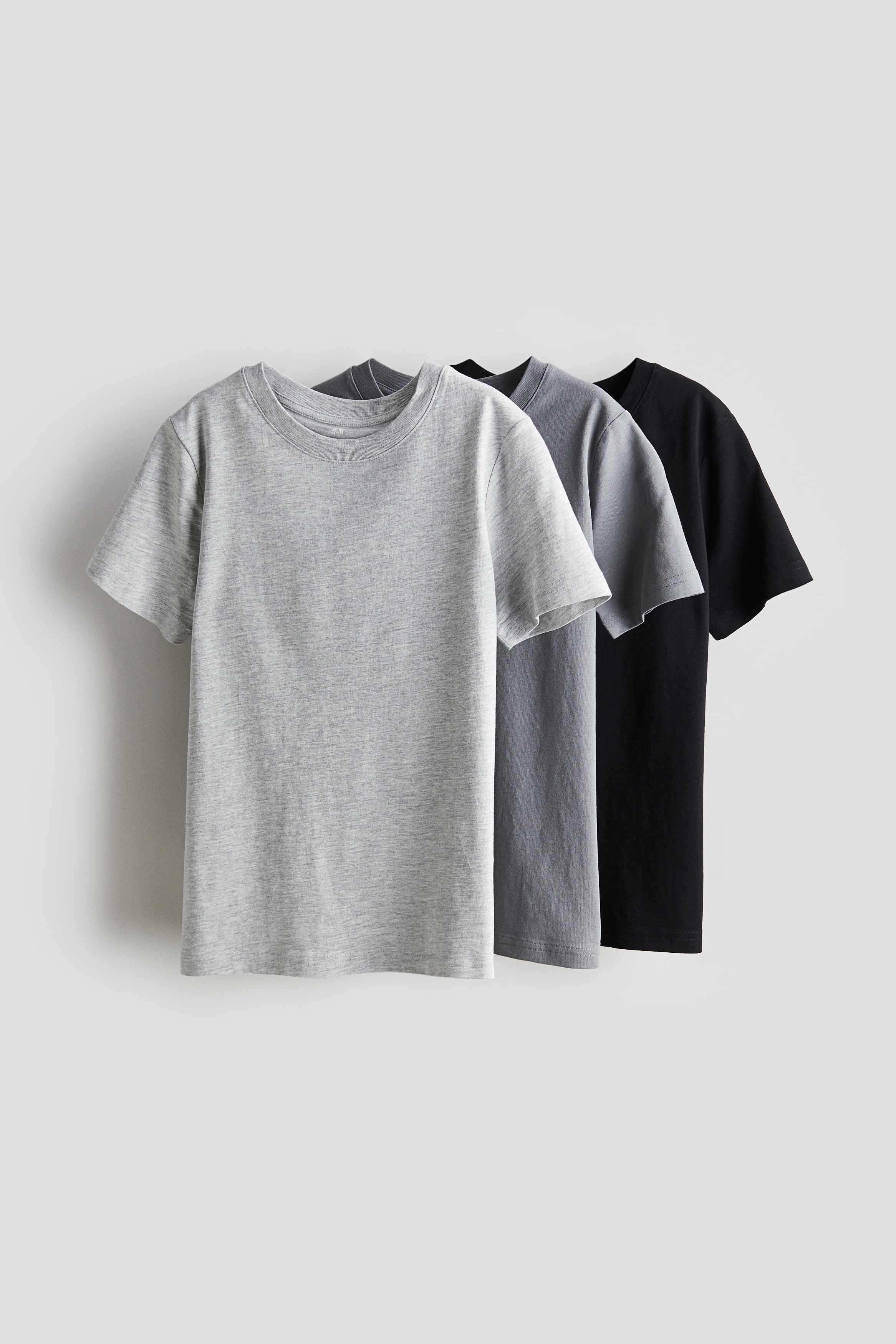 3-pack T-shirts - Round Neck - Short sleeve - Light gray melange 