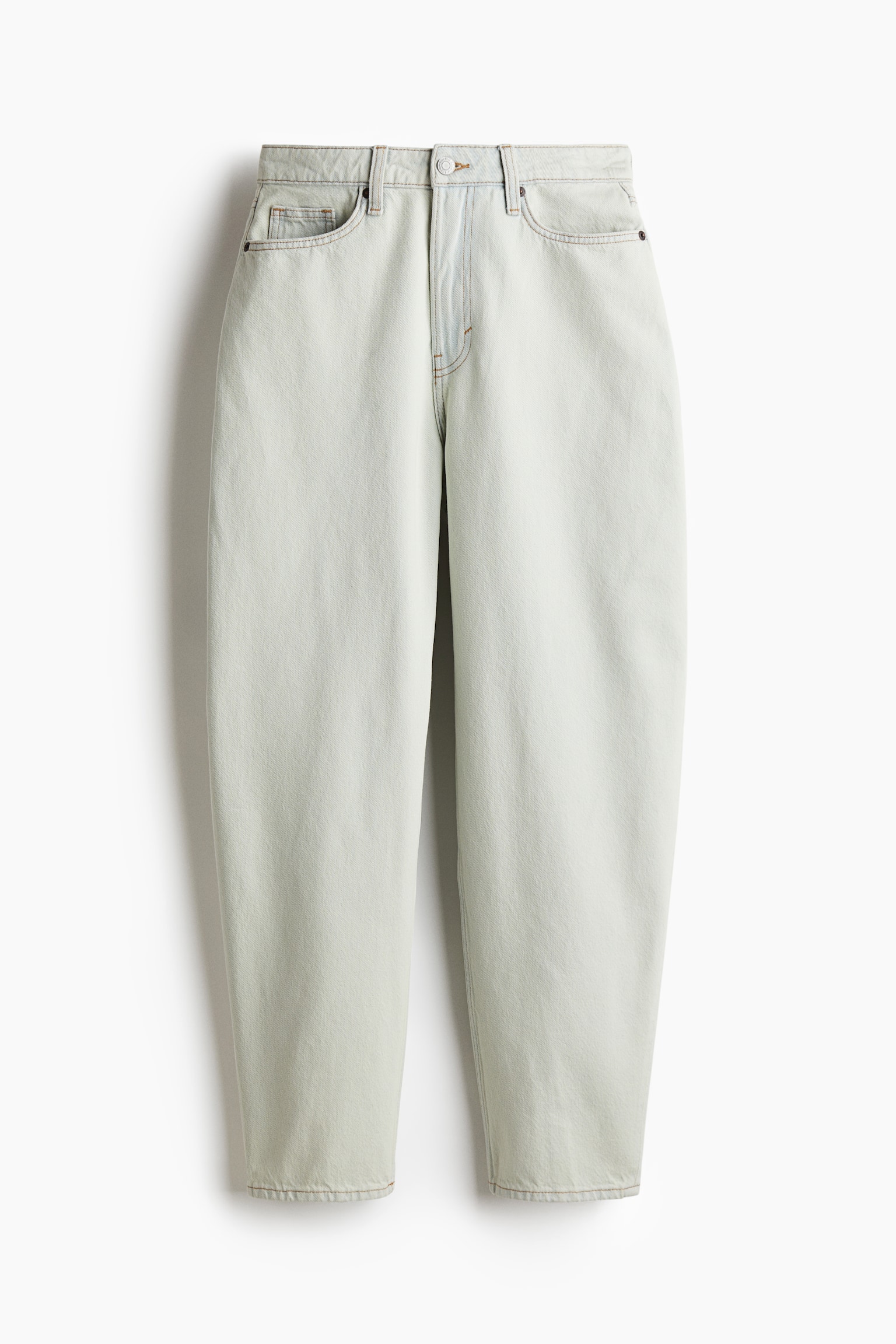 Женские джинсы H&M High Rise Barrel Leg, цвет: Бледный джинсовый синий — фото 1