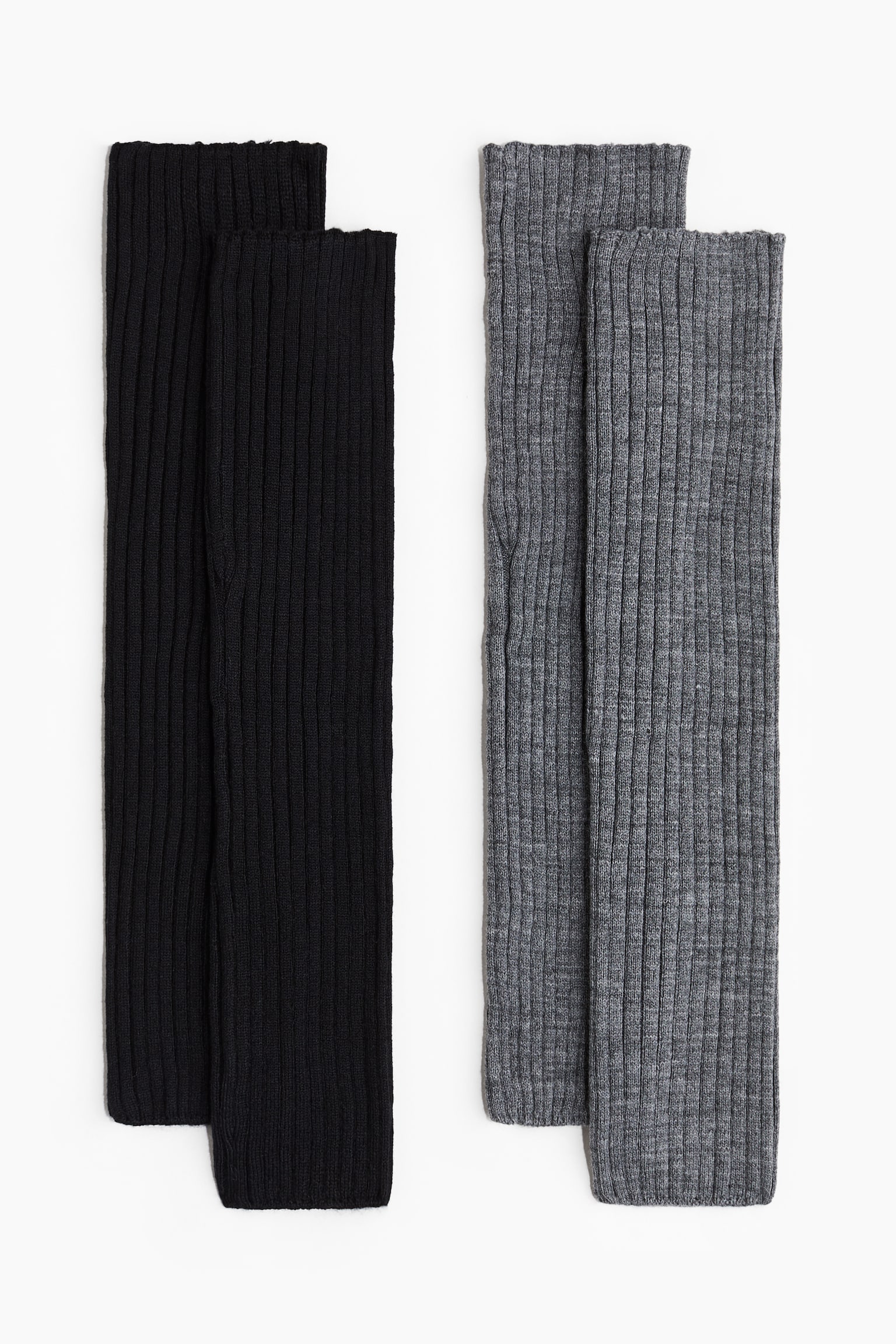 2-pack rib-knit leg warmers - Black/Dark grey marl - 1