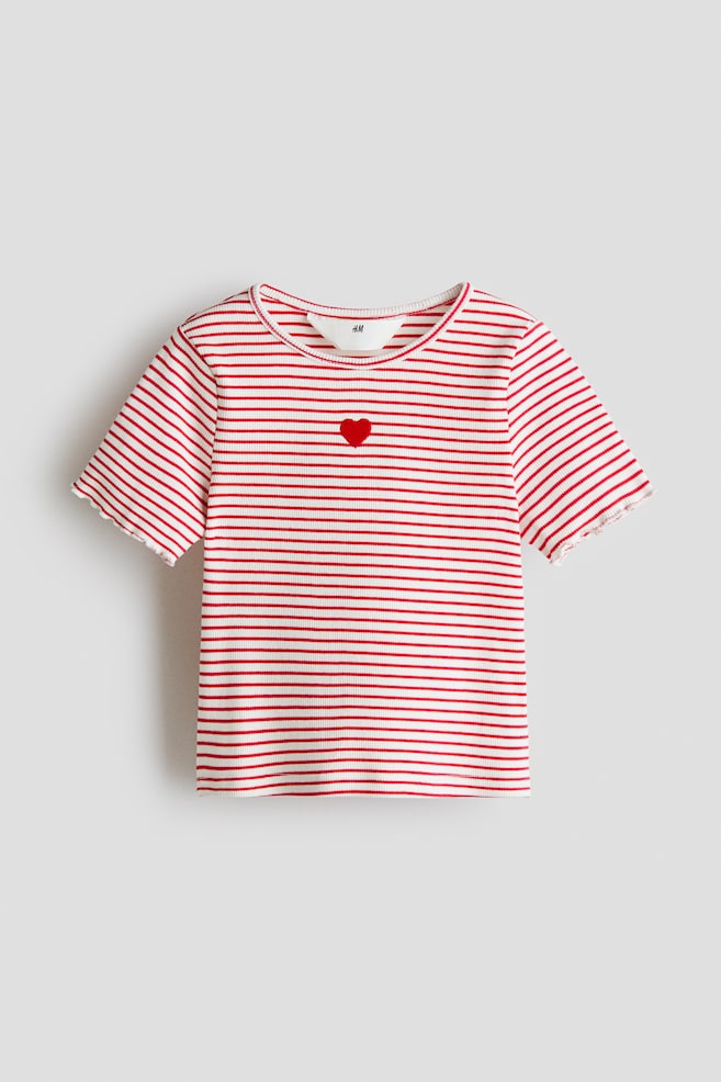Ribbed top - White/Red striped/White/Navy blue striped/White/Strawberry/Cream/Hearts/Light beige/Leopard print - 1