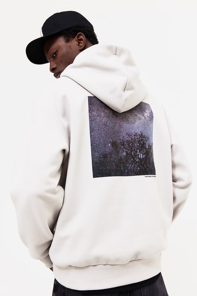 Loose Fit Printed hoodie - Greige/Starry sky/Cream/Orchids/Black/Altered Perspectives - 1