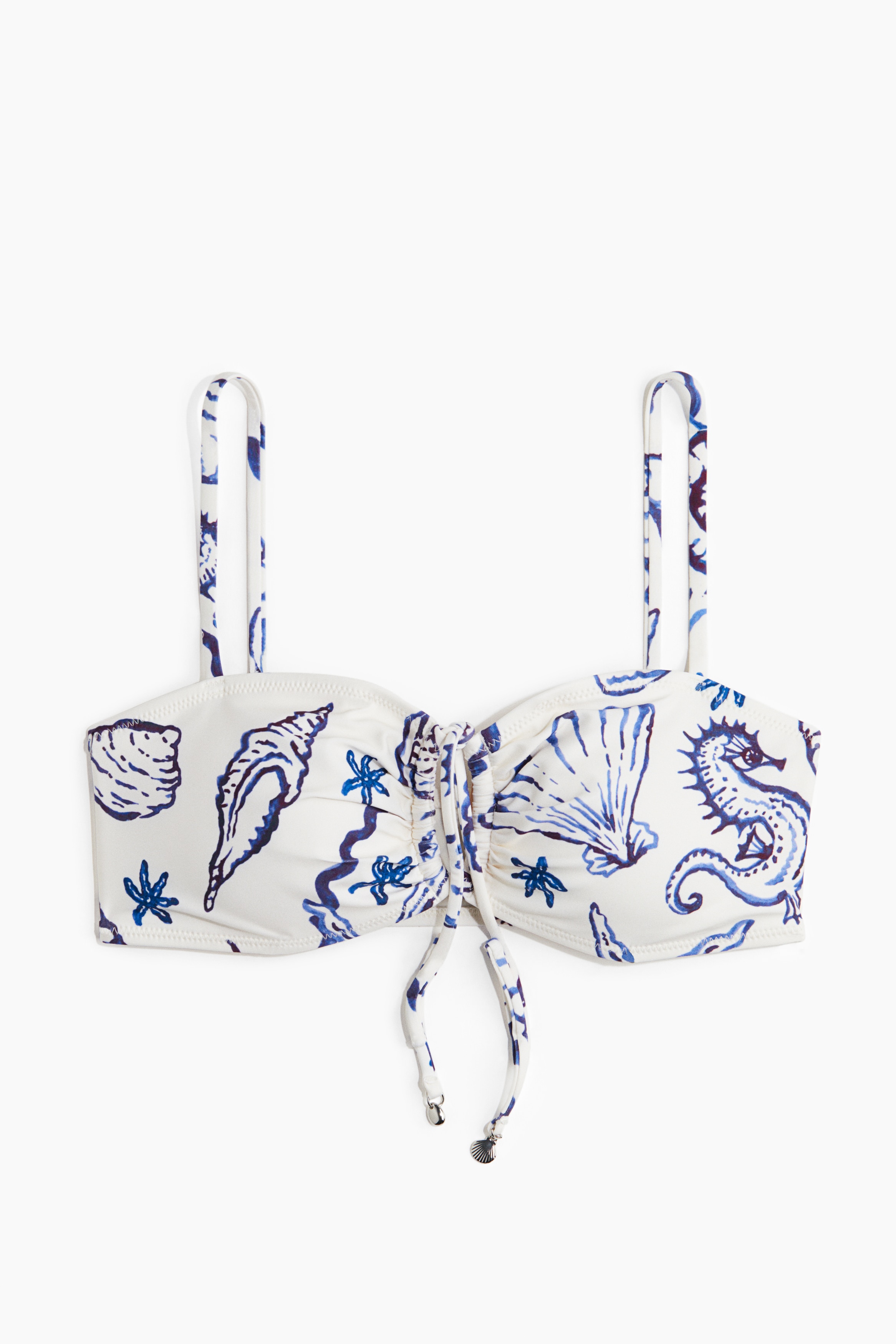 Top de bikini con relleno - Blanco/Conchas/Rosa claro/Rayas/Blanco/Estampado rojo oscuro