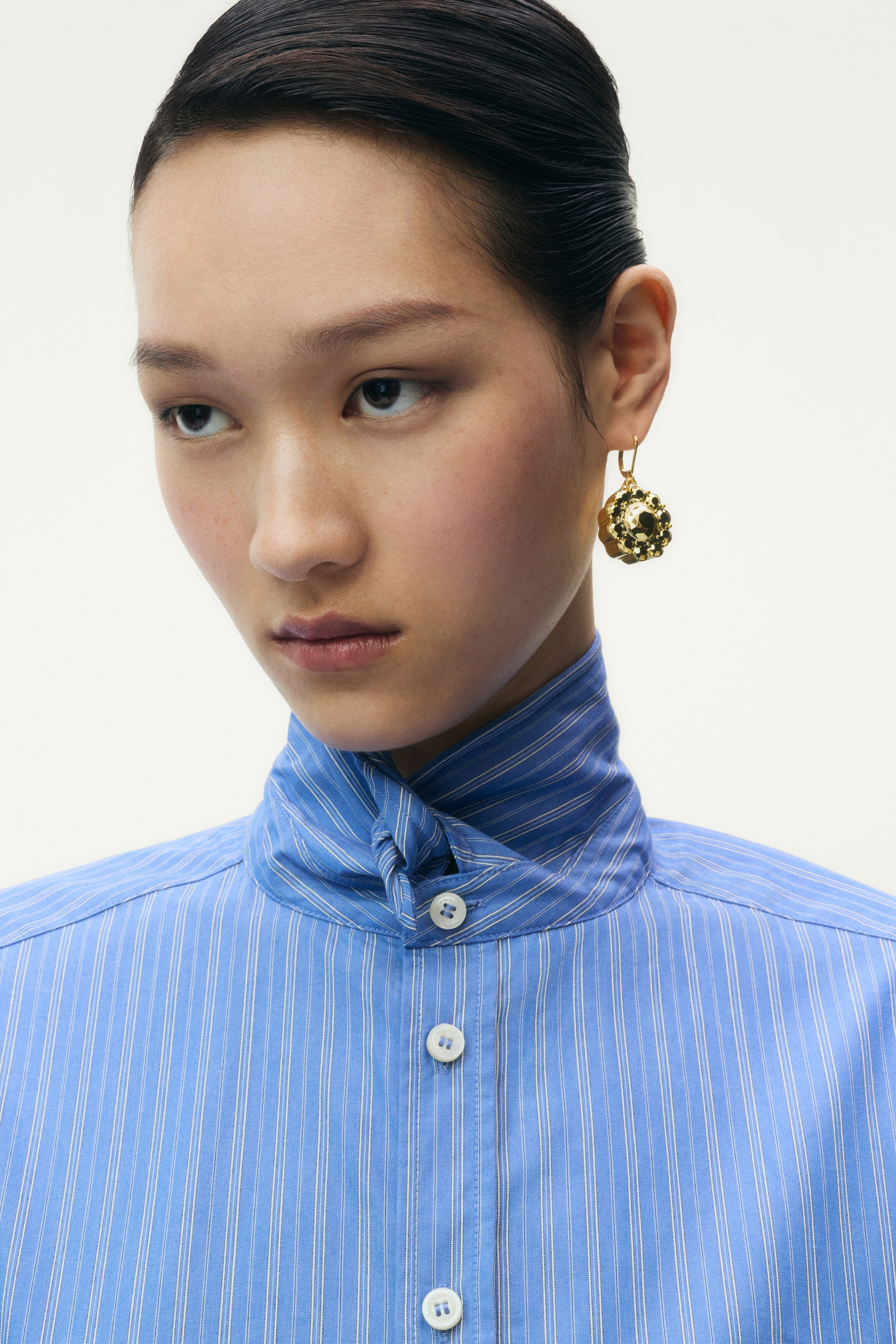 ワイヤーボーンポプリンシャツ ワイヤーボーン ポプリンシャツ - ブルー／ストライプ - レディース