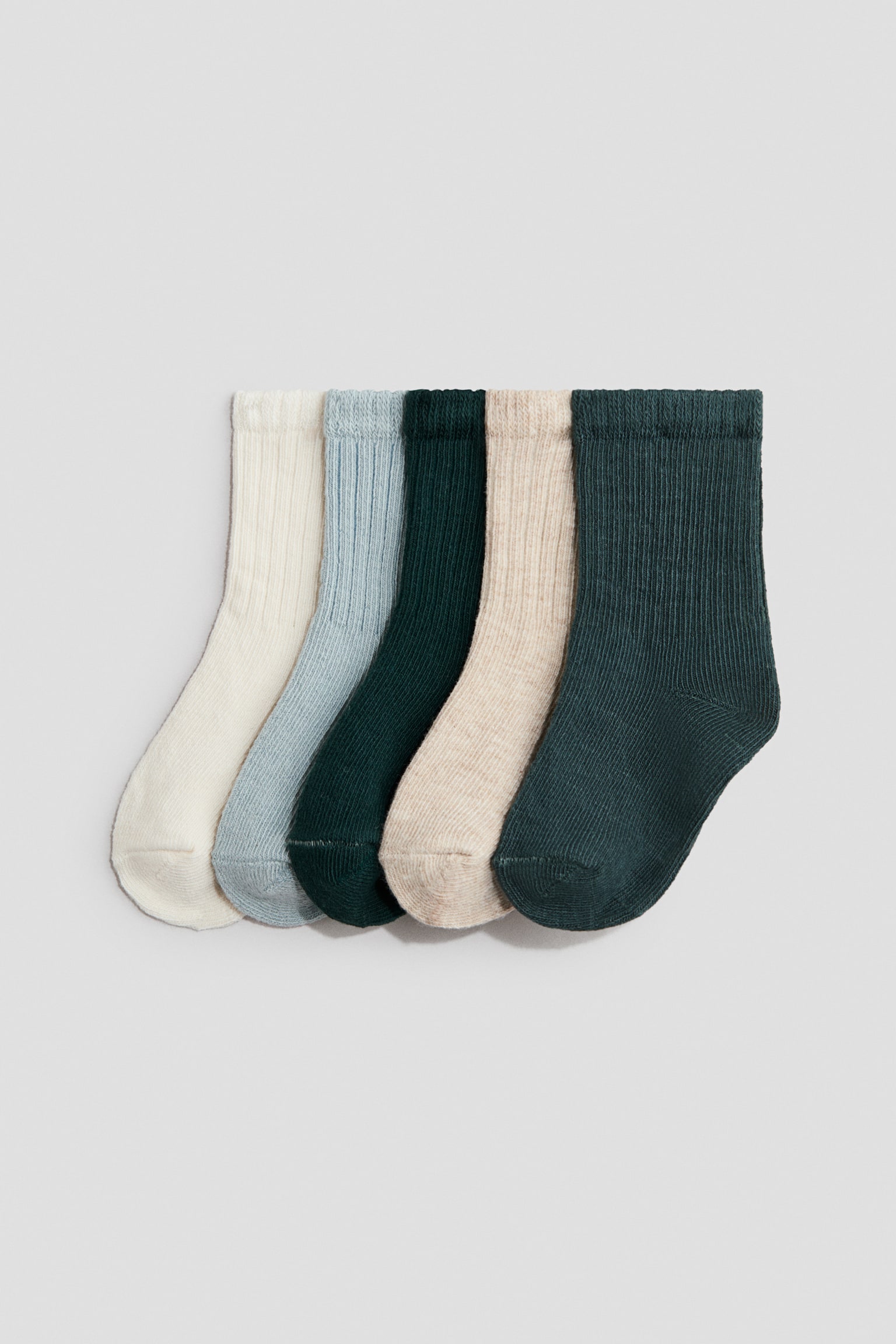 5-Pack Socks - Dark green/light beige/Dark red/pink/Dusty blue/white/Green/black/white/Light beige/brown/Blue/white/gray/Light pink/cream