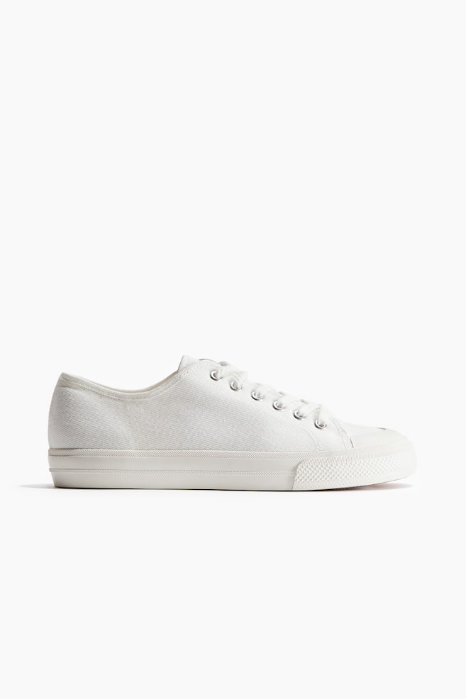 Twill Sneakers - White/Beige - 1