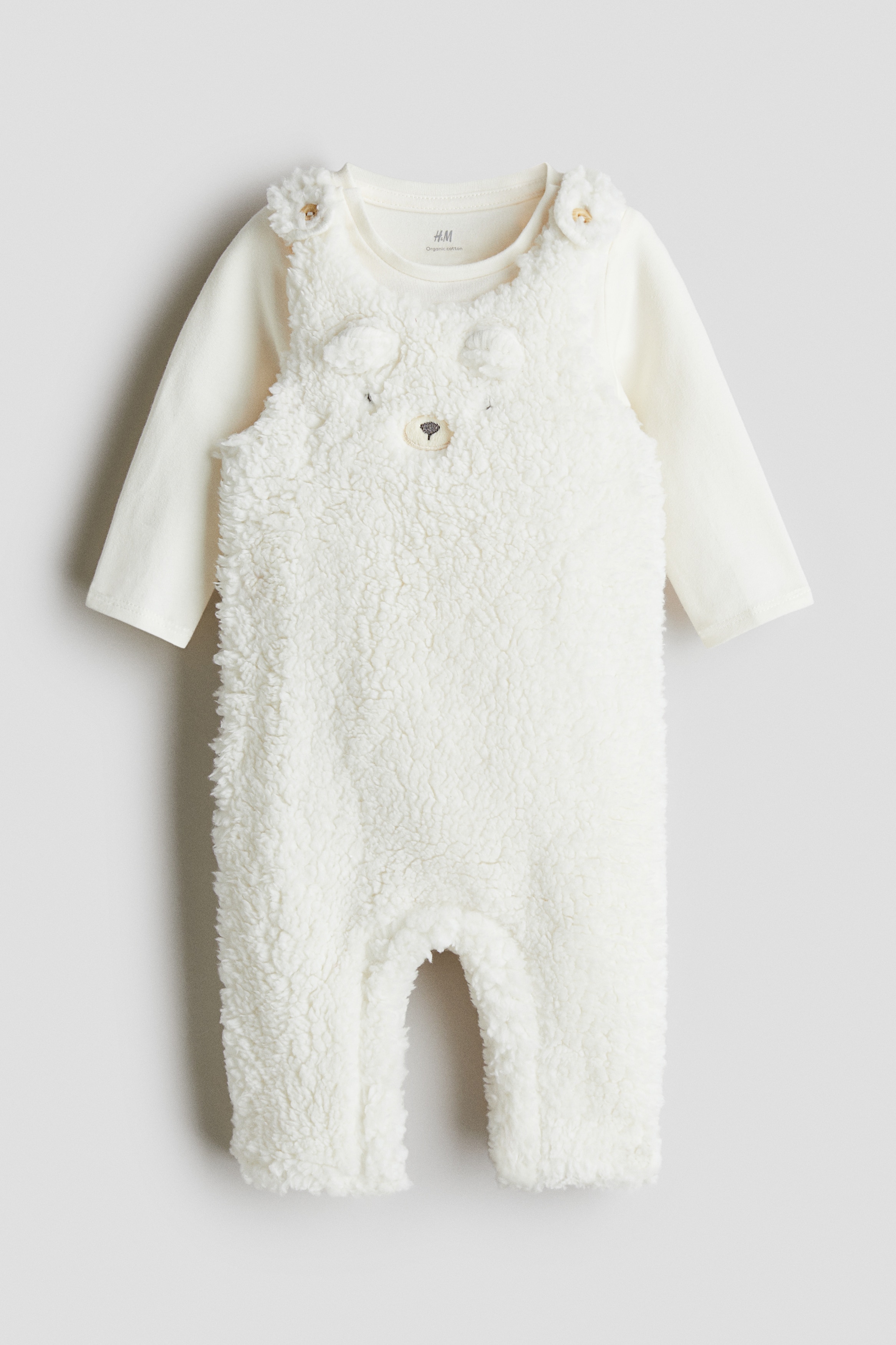 Ensemble 2 pièces avec salopette et body Blanc - Size: 50 (0-1M)  - H&M