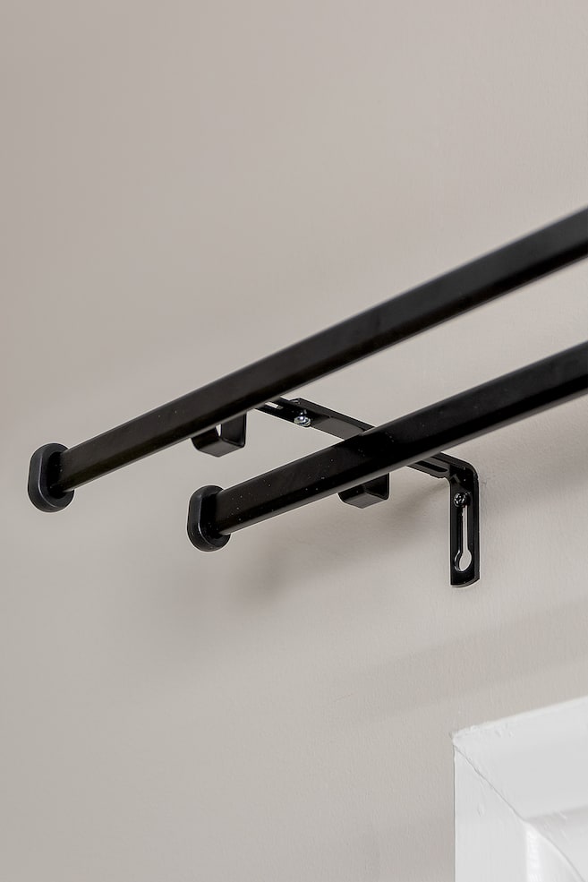 Conjunto Duplo De Varão Para Cortinado Modena - Preto - 1