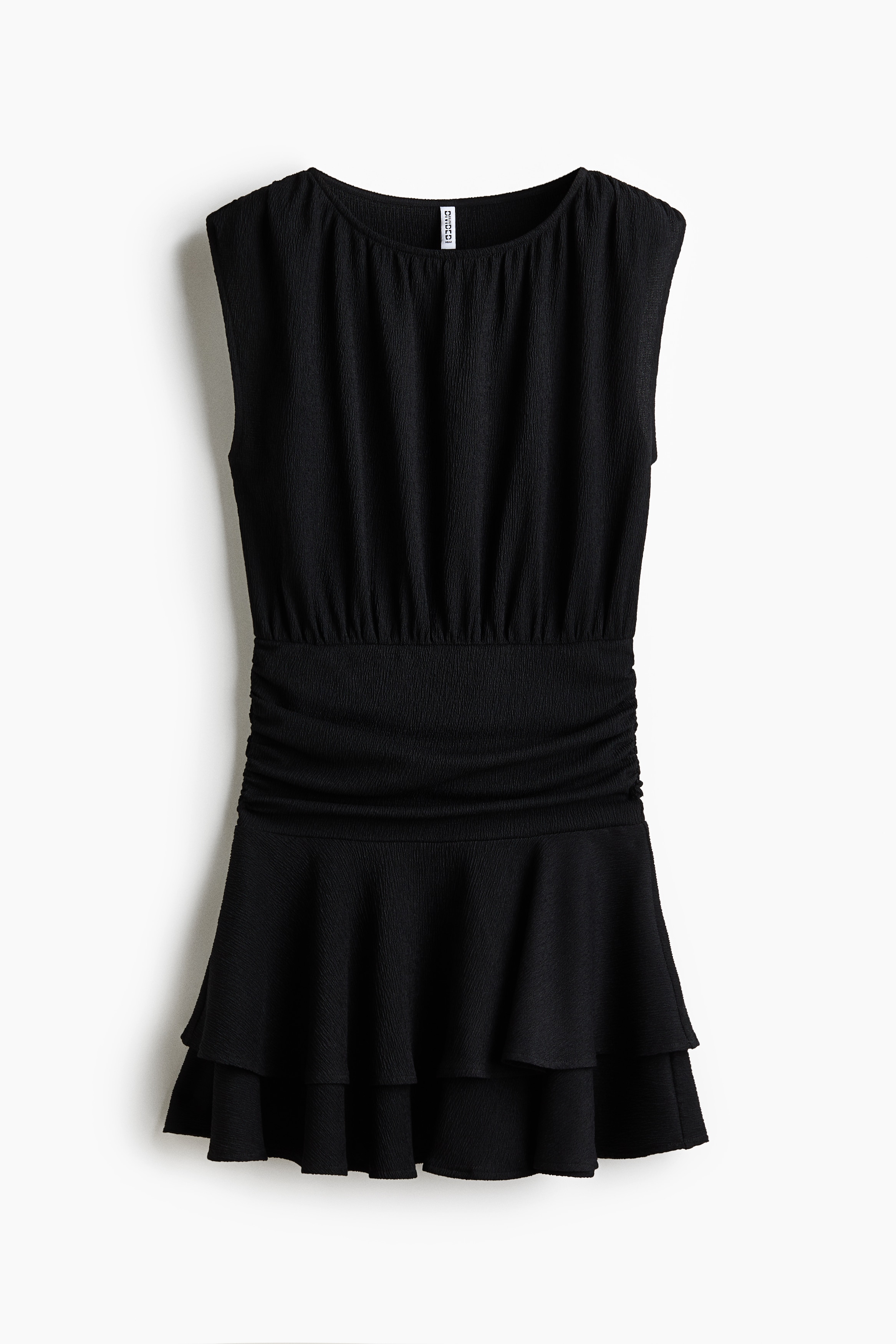 Vestido corrugado de capas - Negro/Negro/Diseño