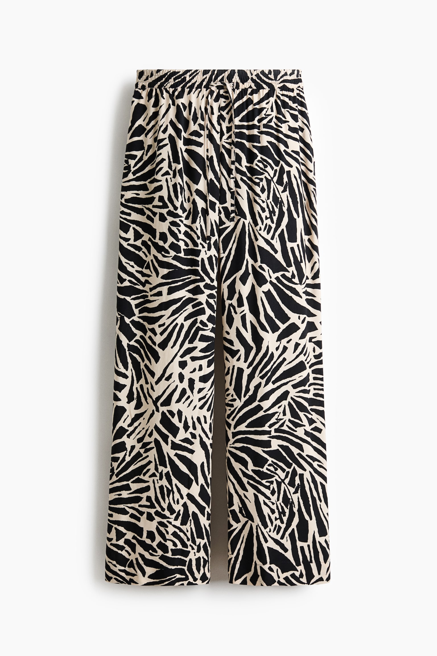 Pantalón de viscosa con cordón de ajuste - Negro/Diseño/Verde caqui oscuro/Café oscuro/Diseño - 2