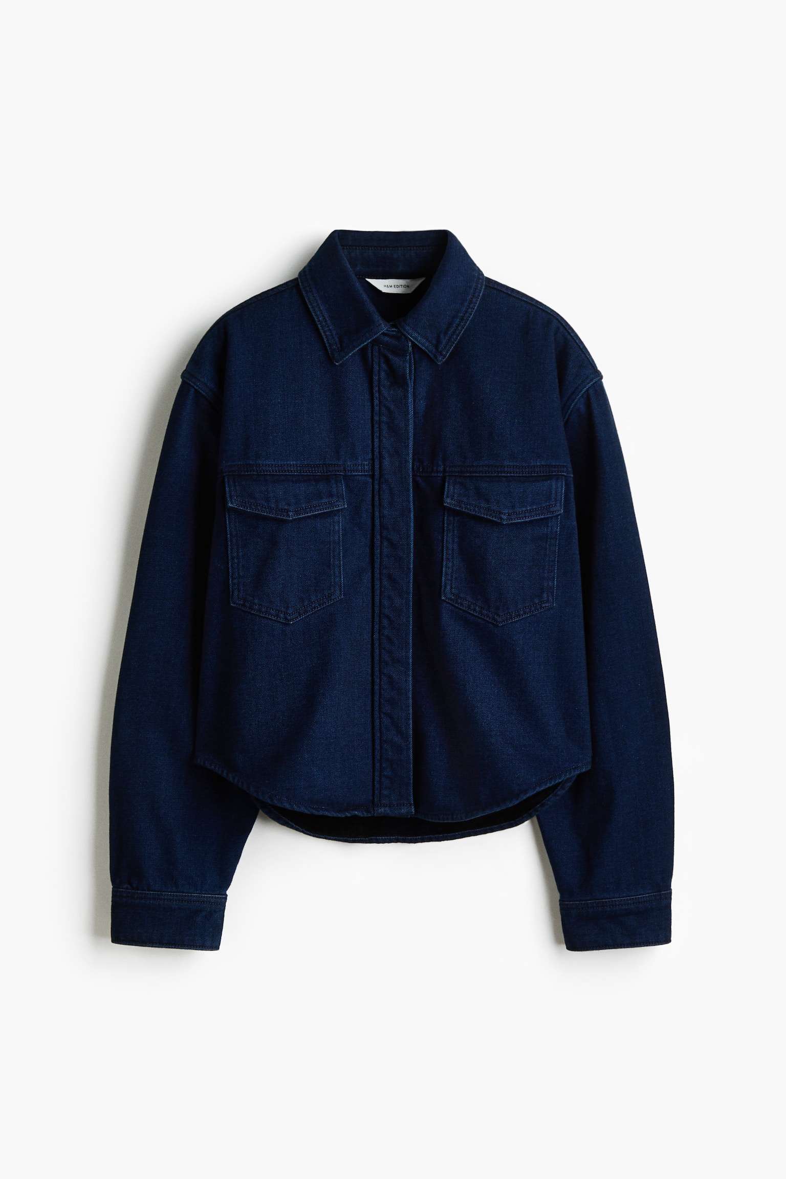 Женская рубашка H&M Denim Shirt, цвет: Тёмный джинсовый синий — фото 1