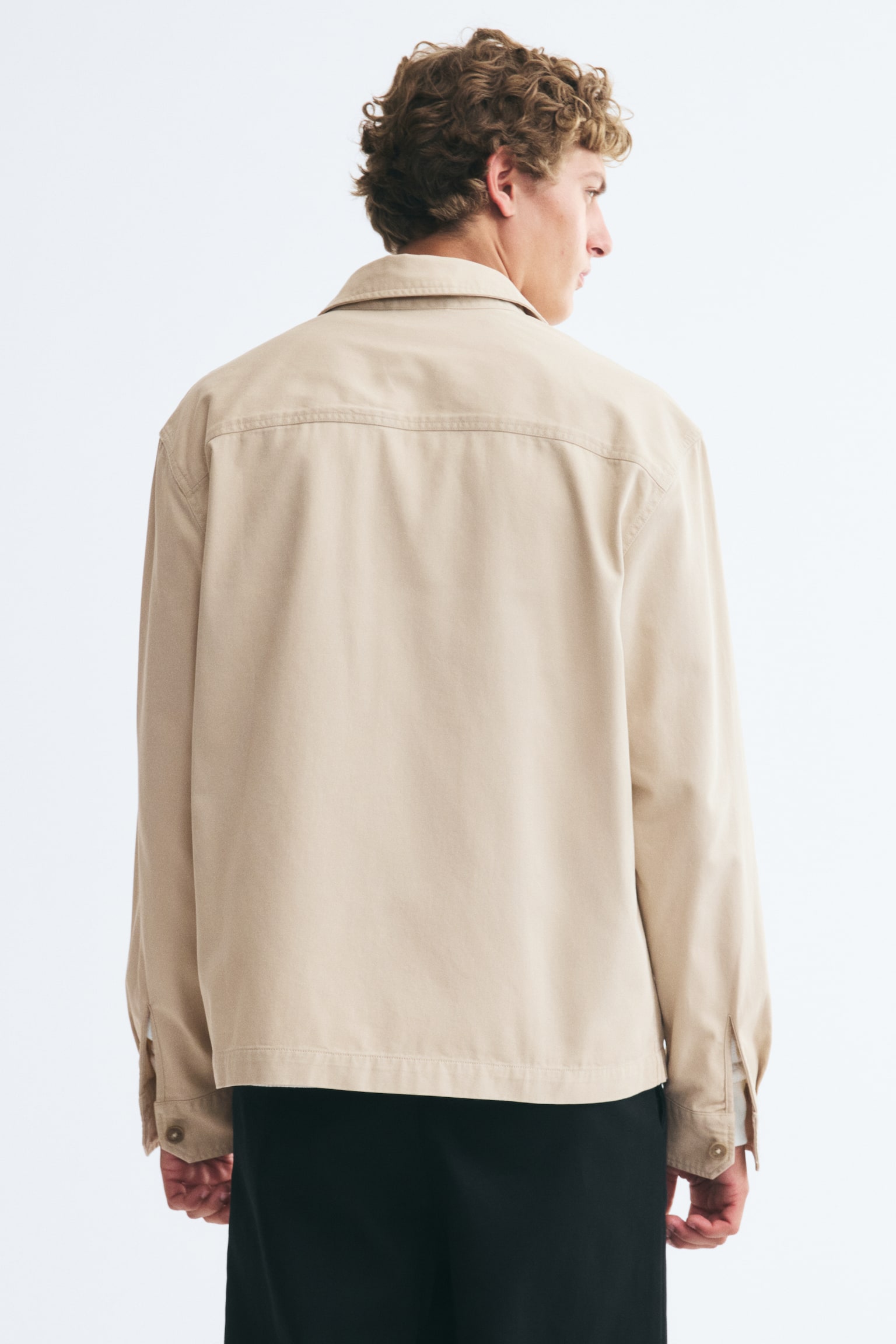 Мужская рубашка H&M Cotton Overshirt, цвет: Бежевый — фото 5
