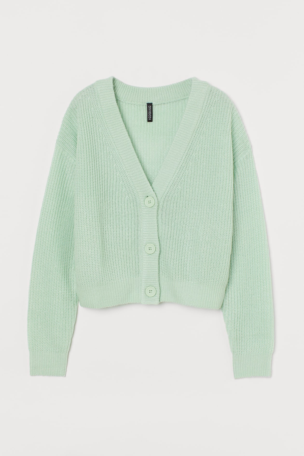 Cropped Cardigan - V-neck - Long sleeve - Mint green - Ladies | H&M US