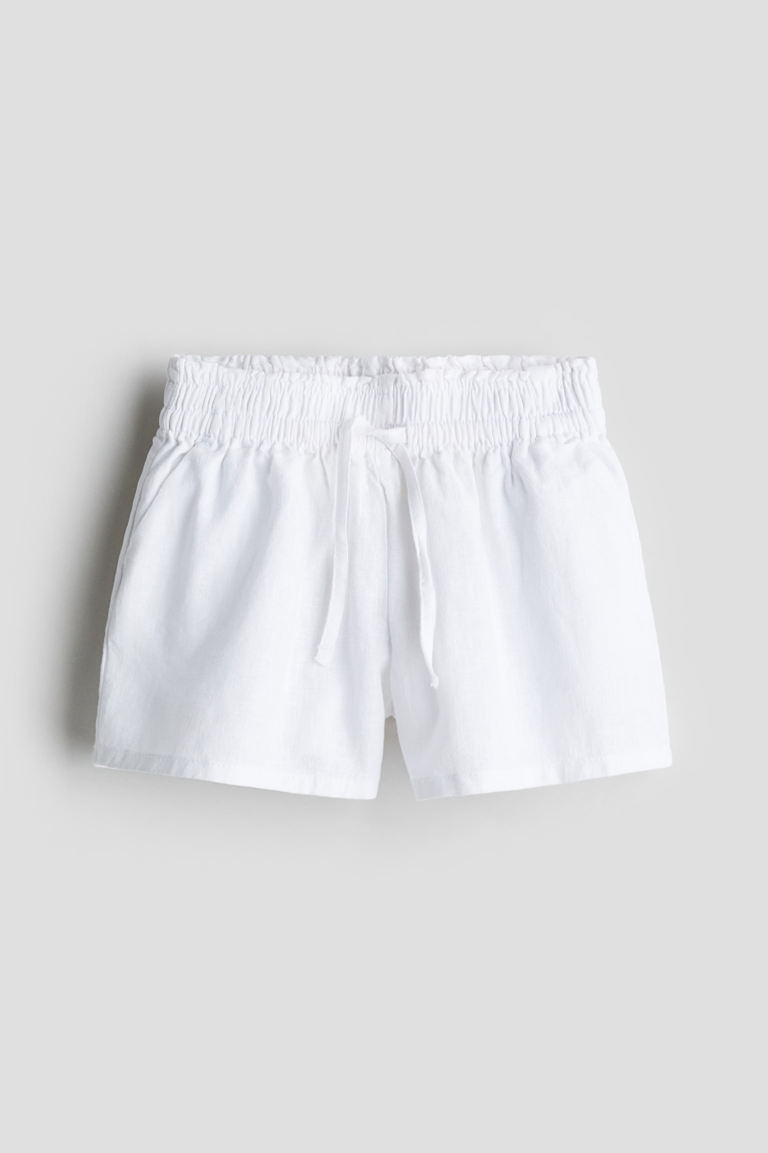 Linen Blend Shorts - White/Charcoal/Light dusty pink - 2