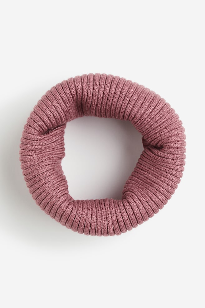 Rib-knit tube scarf - Pink/Navy blue - 1