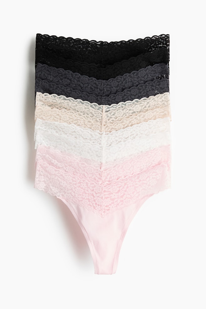 10-pack de panties thong - Rosa claro/Gris oscuro/Azul claro/Blanco/Negro/Gris oscuro/Rosa claro/Borgoña/Rosa palo/Negro - 1