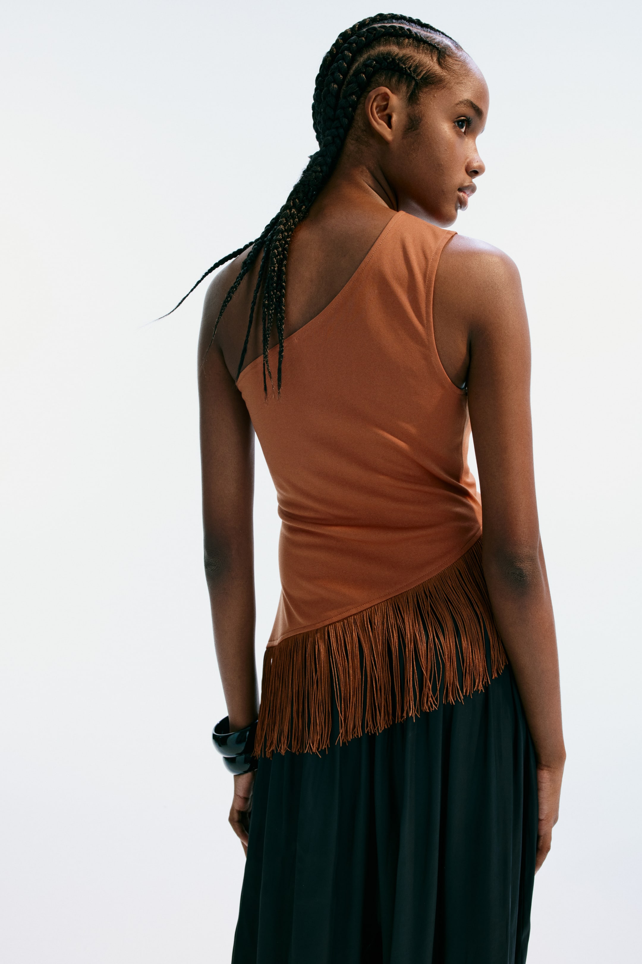 One-Shoulder Top with Fringe