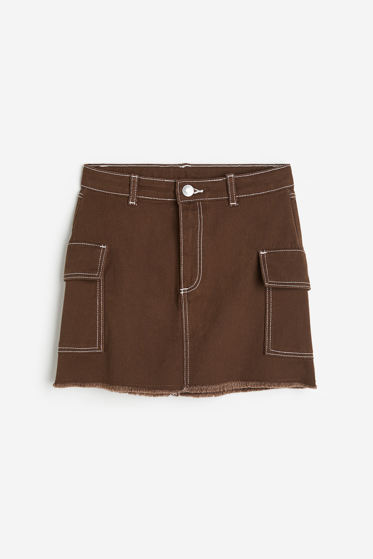 Twill Cargo Skirt - Dark brown/White - 1