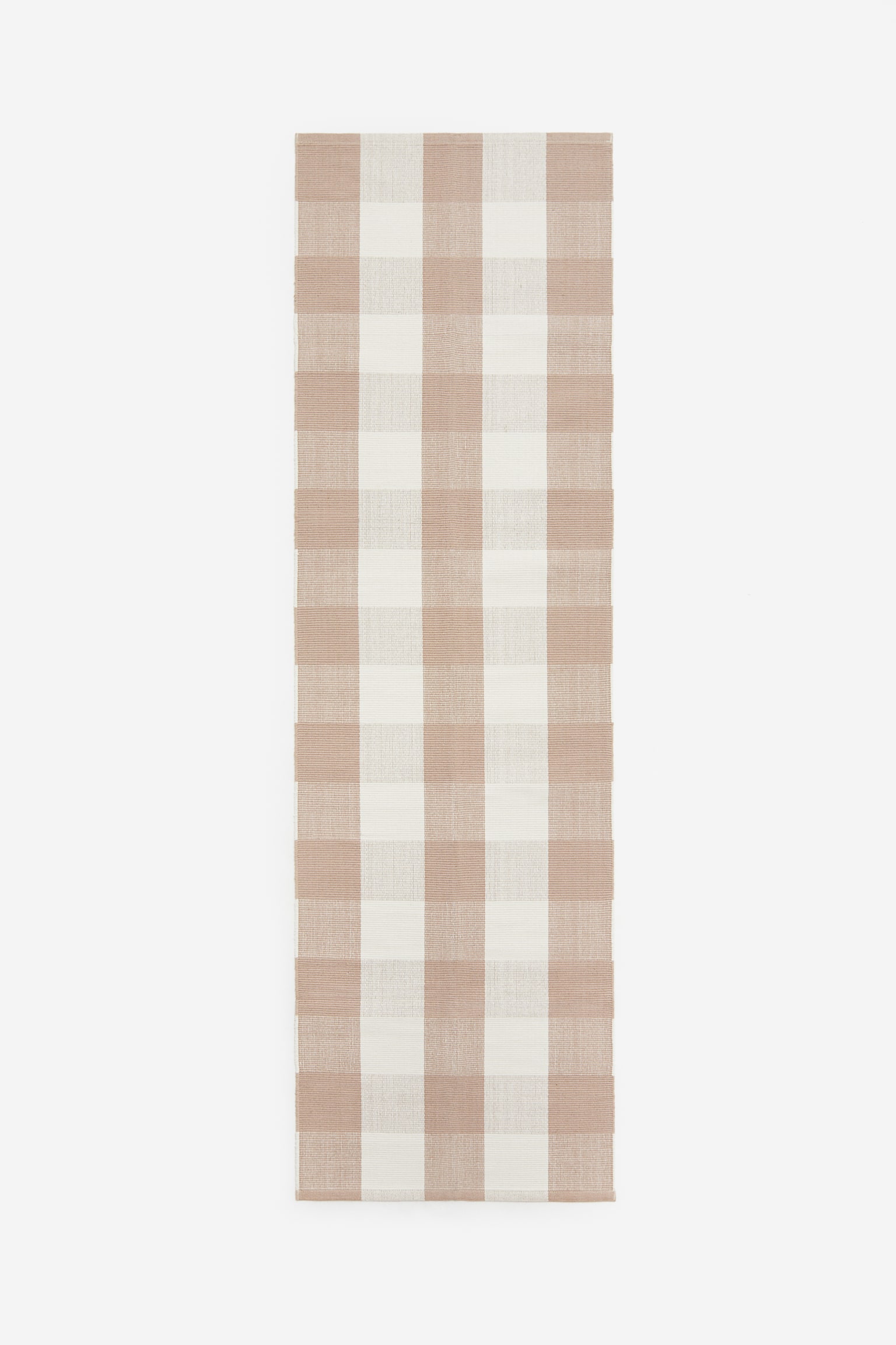 Checked flat weave runner rug - Beige/Checked - 1